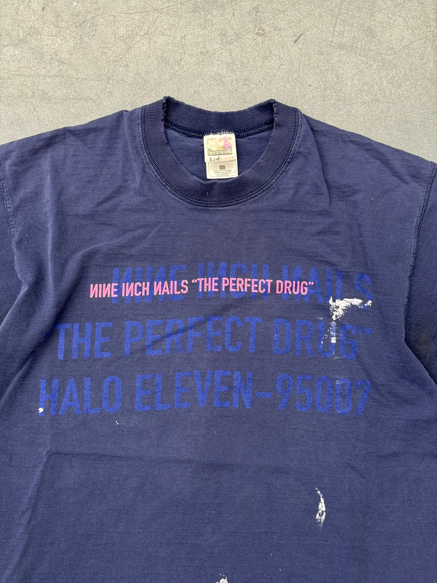 1997 NINE INCH NAILS HALO ELEVEN "THE PERFECT DRUG" PAINT SPLATTER TEE (FOTL TAG)