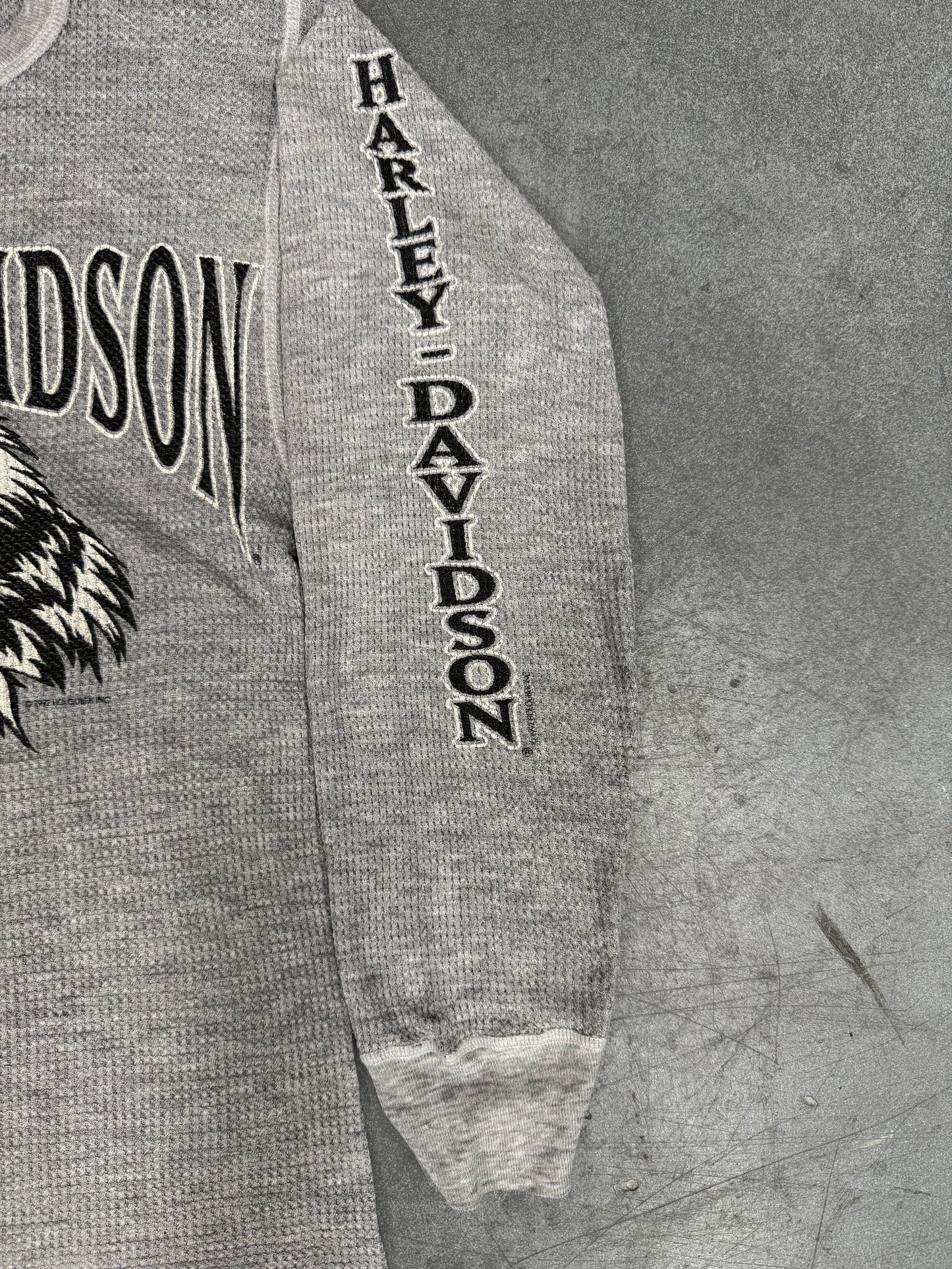 1992 HARLEY-DAVIDSON EAGLE GREY THERMAL LONGSLEEVE (PULLED TAG)