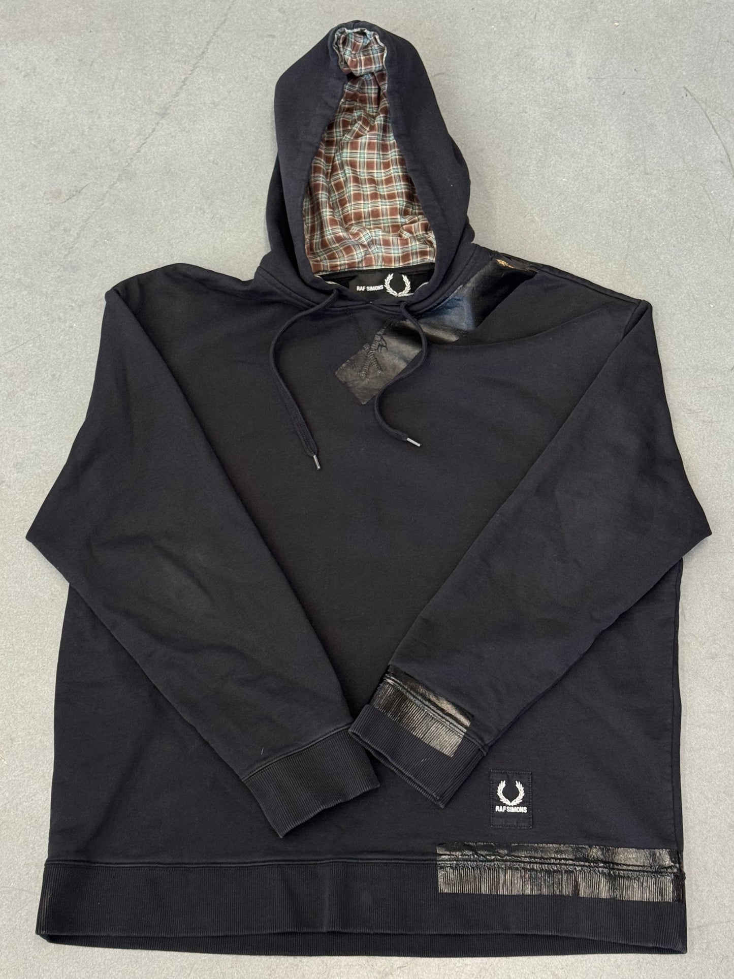 RAF SIMONS FRED PERRY TAPED HOODIE - BLACK