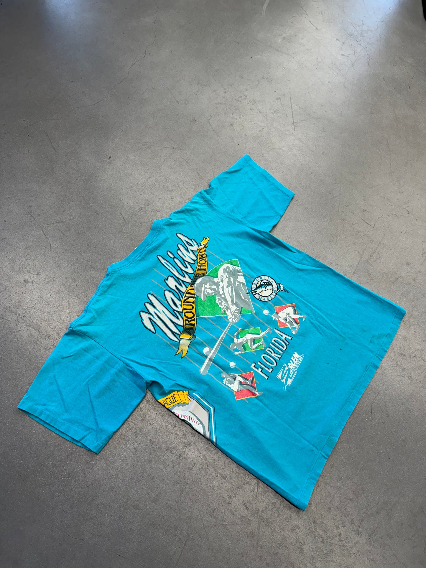 1992 FLORIDA MARLINS SALEM SPORTSWEAR WRAP AROUND TEE (SALEM TAG)