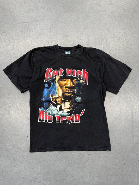 90S 50 CENT G UNIT GET RICH OR DIE TRYIN BOOTLEG RAP TEE (PERFECT GAME SPORTS TAG)