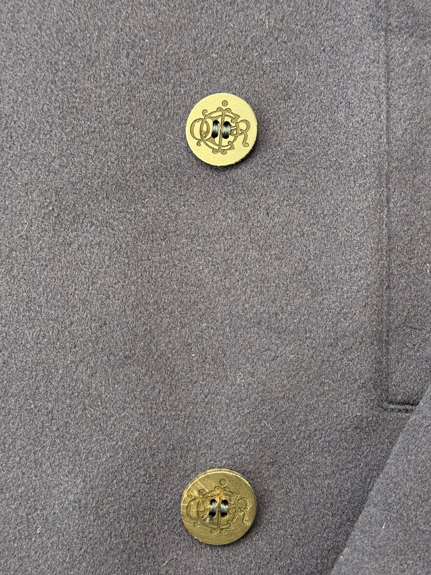 DIOR CASHMERE DOUBLE BREASTED PEACOAT - NAVY