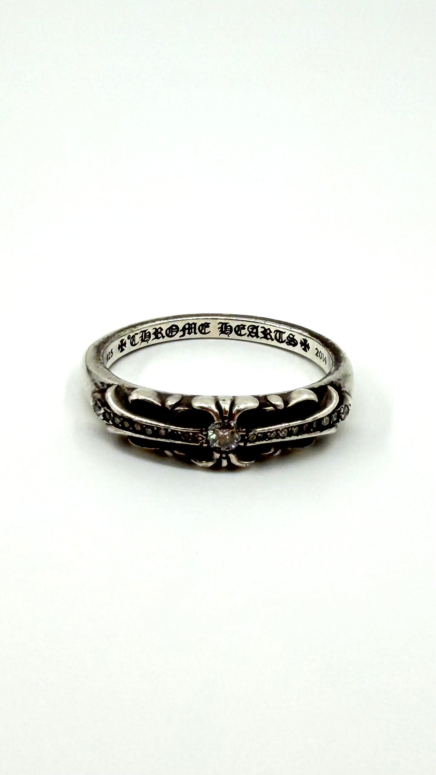 CHROME HEARTS SILVER BABY CLASSIC FLORAL DIAMOND RING