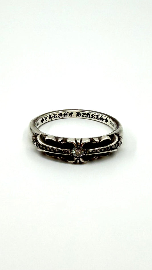CHROME HEARTS SILVER BABY CLASSIC FLORAL DIAMOND RING
