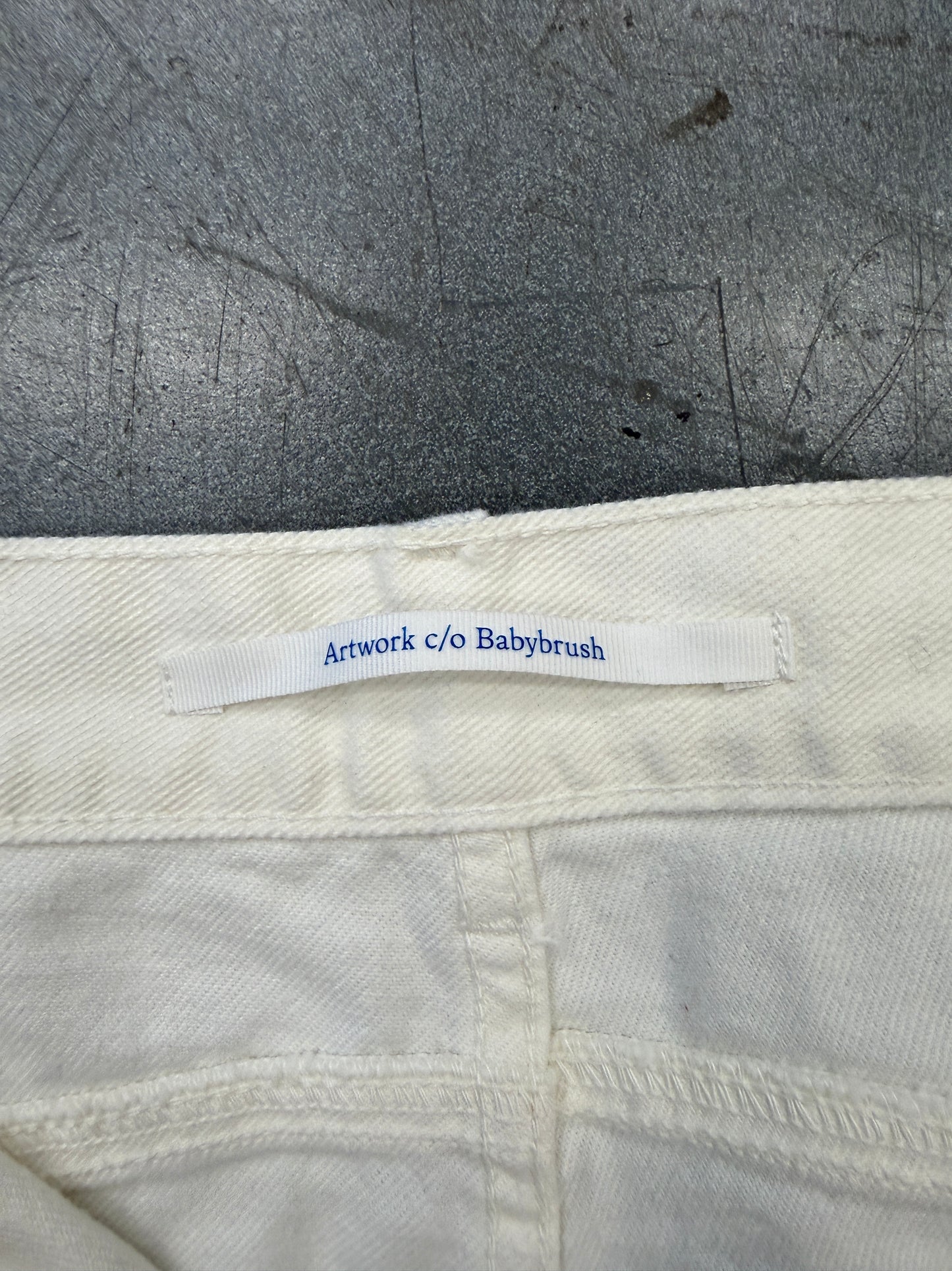 OFF-WHITE X BABYBRUSH FLARE-LEG CONTOUR JEANS  - WHITE