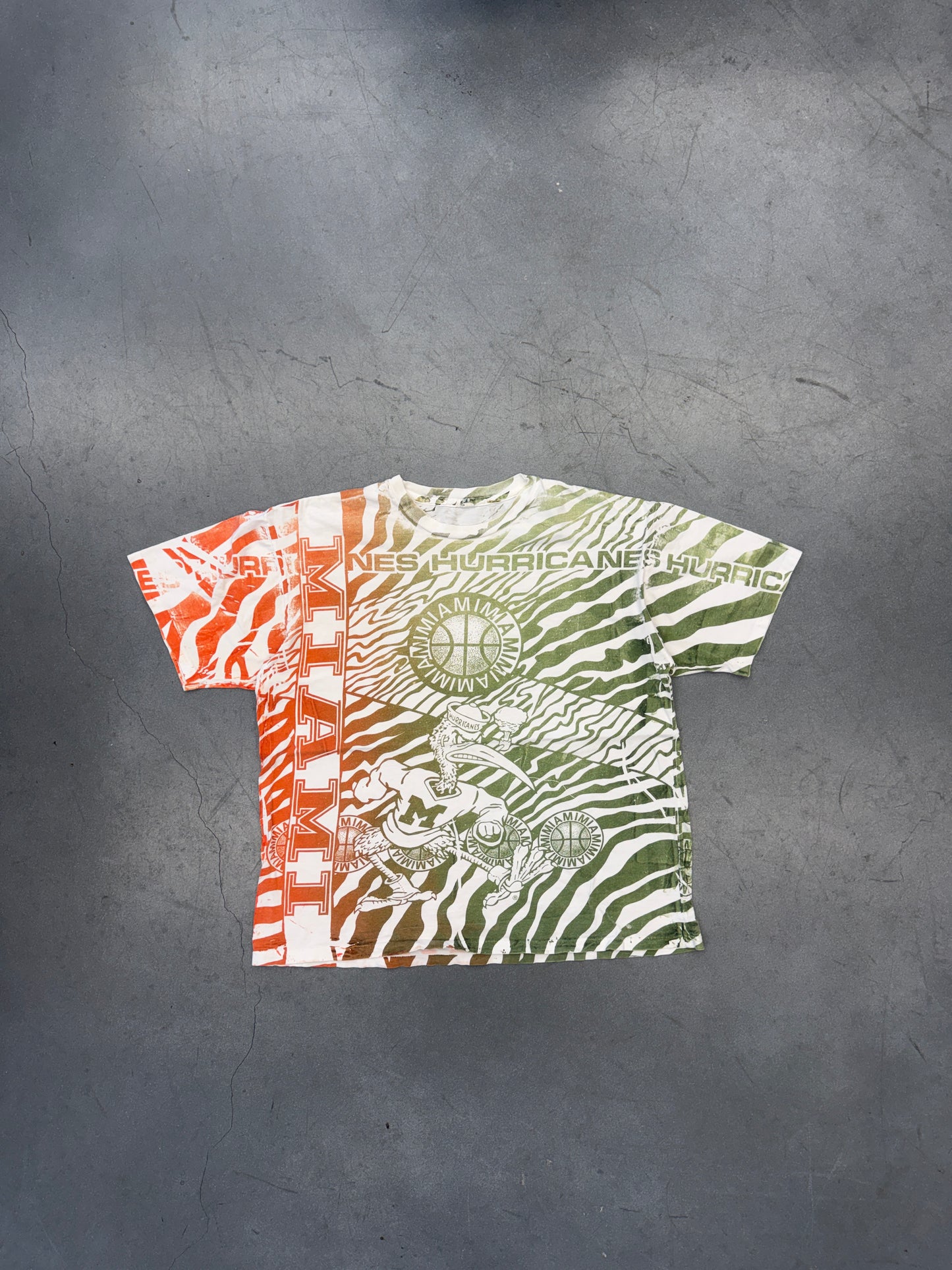 90S MIAMI HURRICANES AOP WAVES TEE (MADE IN MALTA TAG)