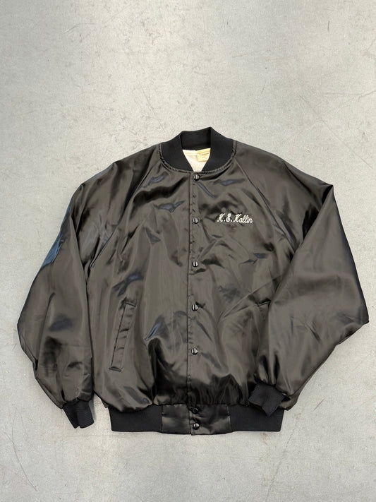 80'S VIETNAM MEMORIAL EMBROIDERED BLACK SATIN JACKET (AUBURN TAG)