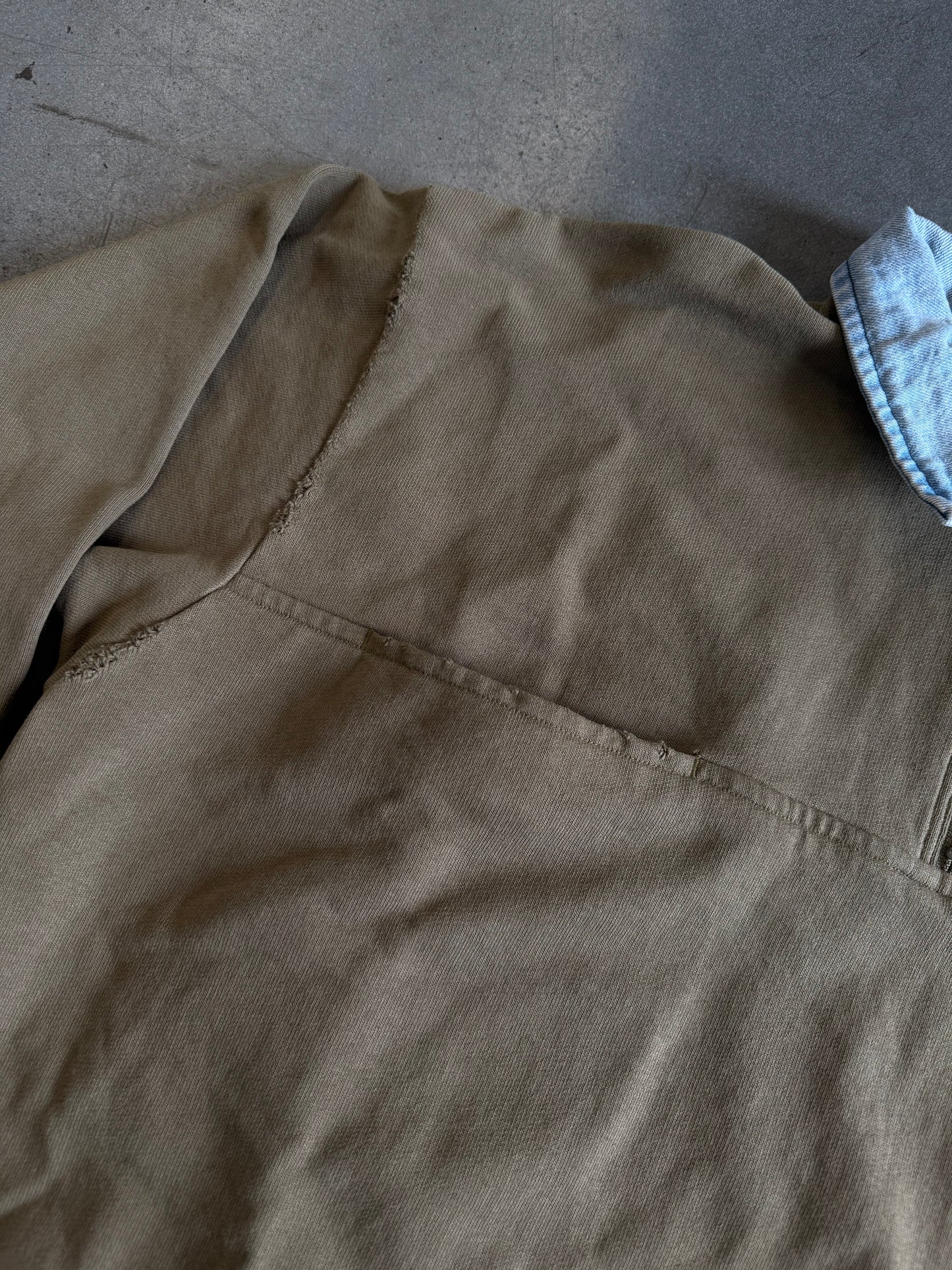 FW22 CACTUS PLANT FLEA MARKET THE GREEN FLASH DENIM COLLARED HALF-ZIP SWEATER