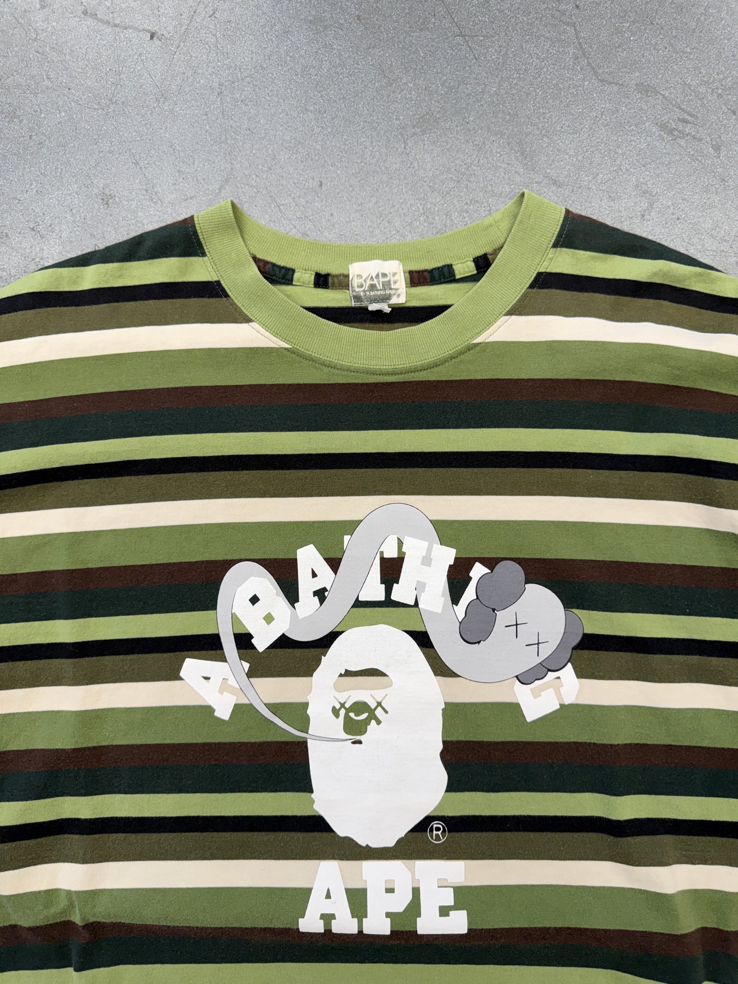 90'S A BATHING APE BAPE KAWS STRIPED LONG SLEEVE T SHIRT