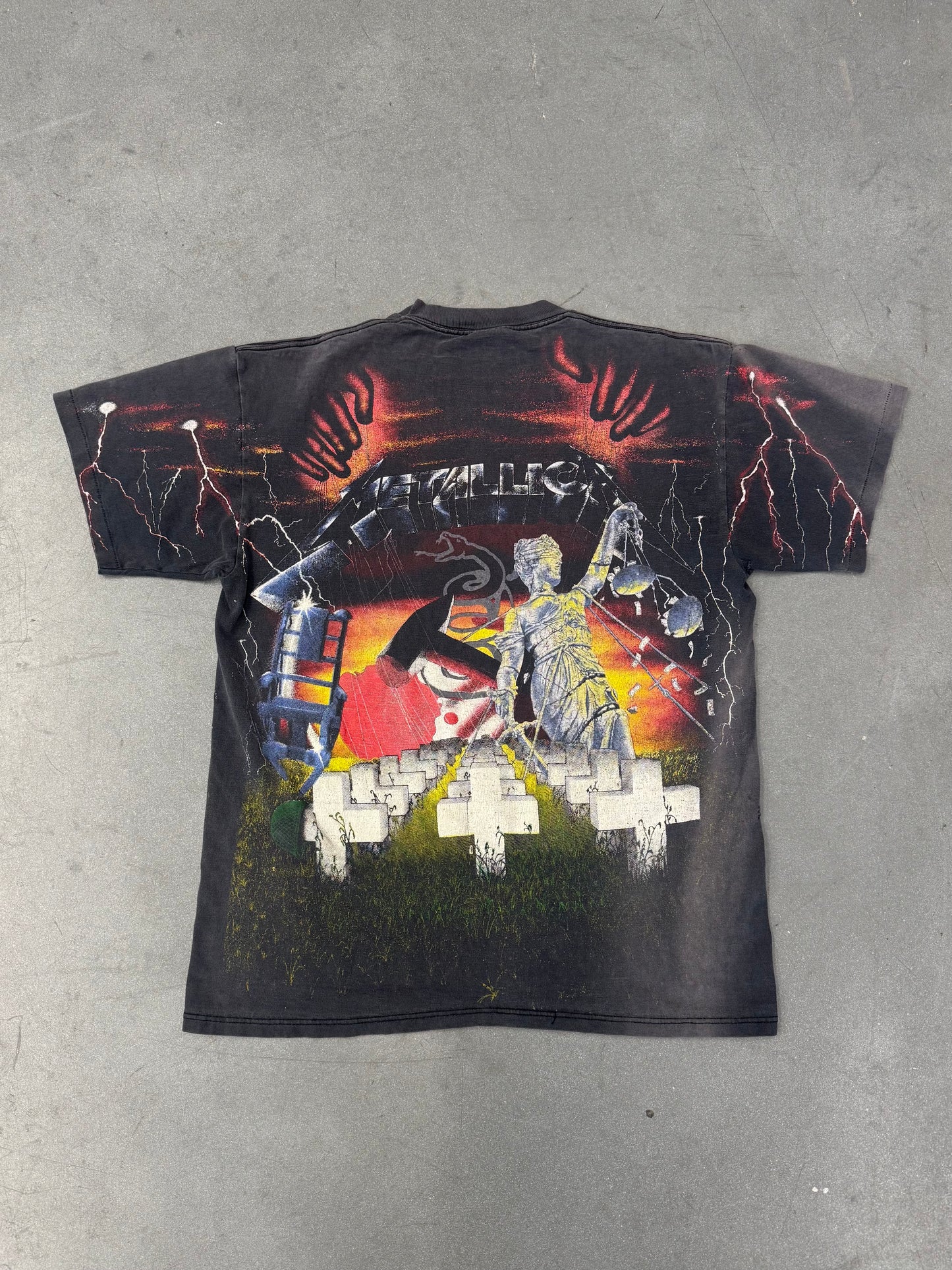 1991 METALLICA 5 ALBUM AOP TEE (SILVER BROCKUM TAG)