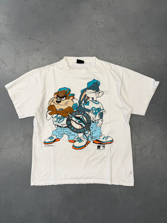 1993 MLB FLORIDA MARLINS BUGS BUNNY TAZ KRISS KROSS TEE (FADED CHANGES TAG)