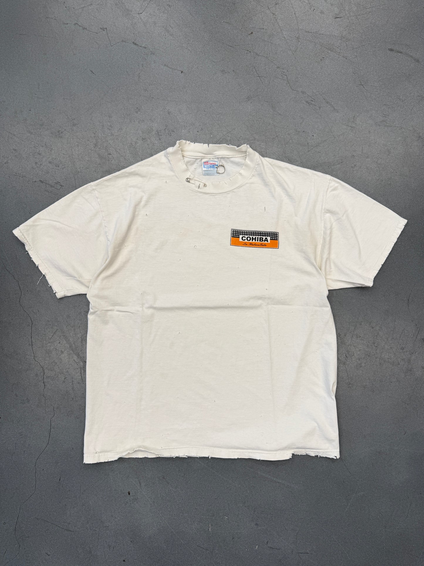 90'S COHIBA LA HAVANA, CUBA DISTRESSED TEE (HANES BEEFY-T TAG)