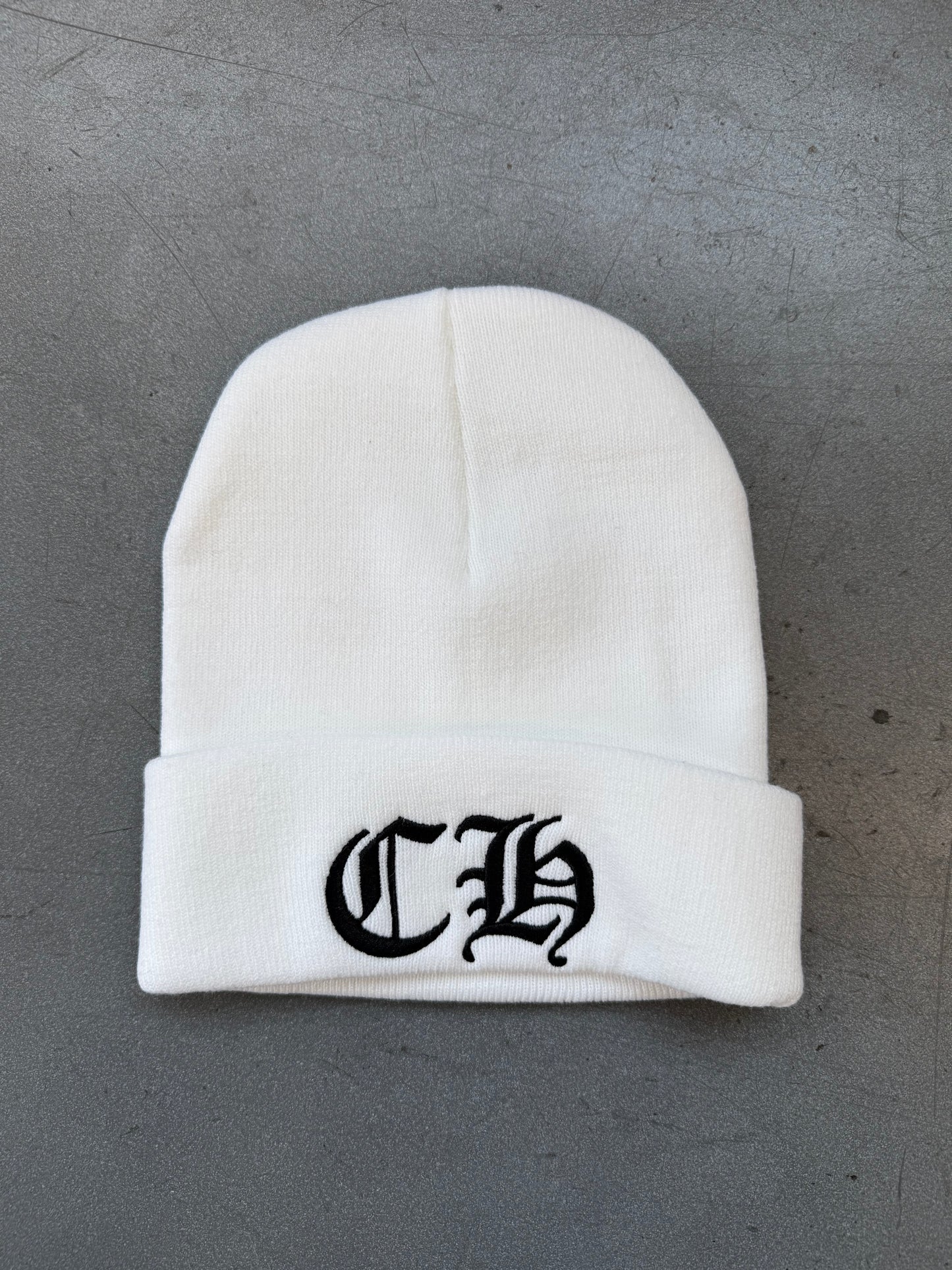 CHROME HEARTS WATCH CAP CH BEANIE - WHITE/BLACK