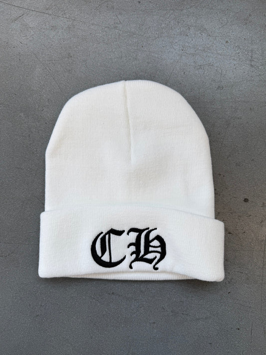 CHROME HEARTS WATCH CAP CH BEANIE - WHITE/BLACK