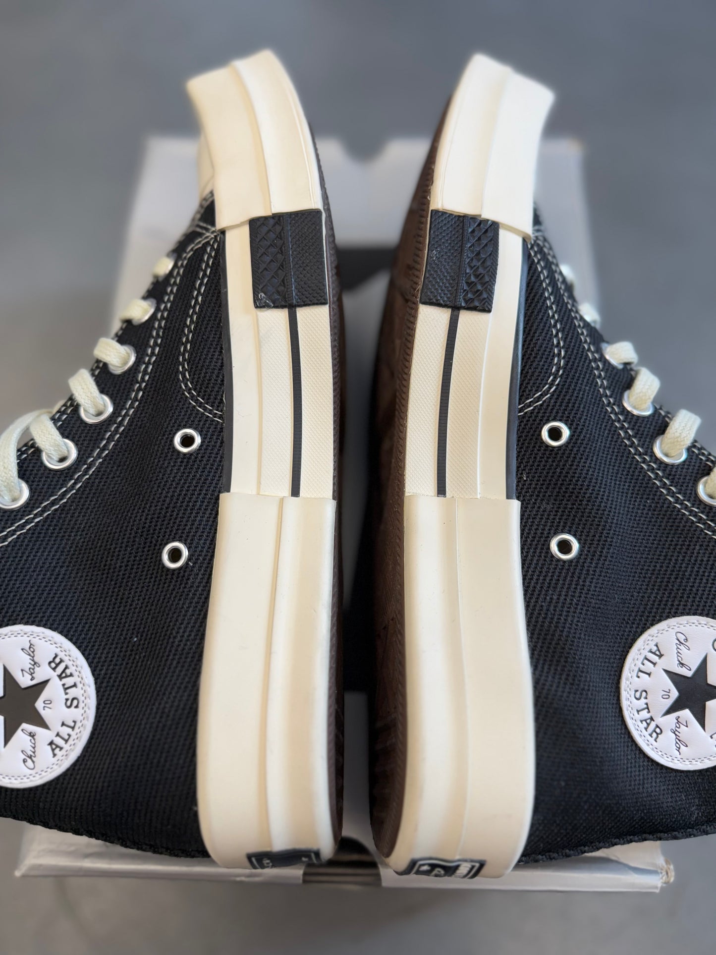 2022 SIZE 8 CONVERSE DRKSTAR HI RICK OWENS DRKSHDW HI BLACK EGRET (WITH BOX)