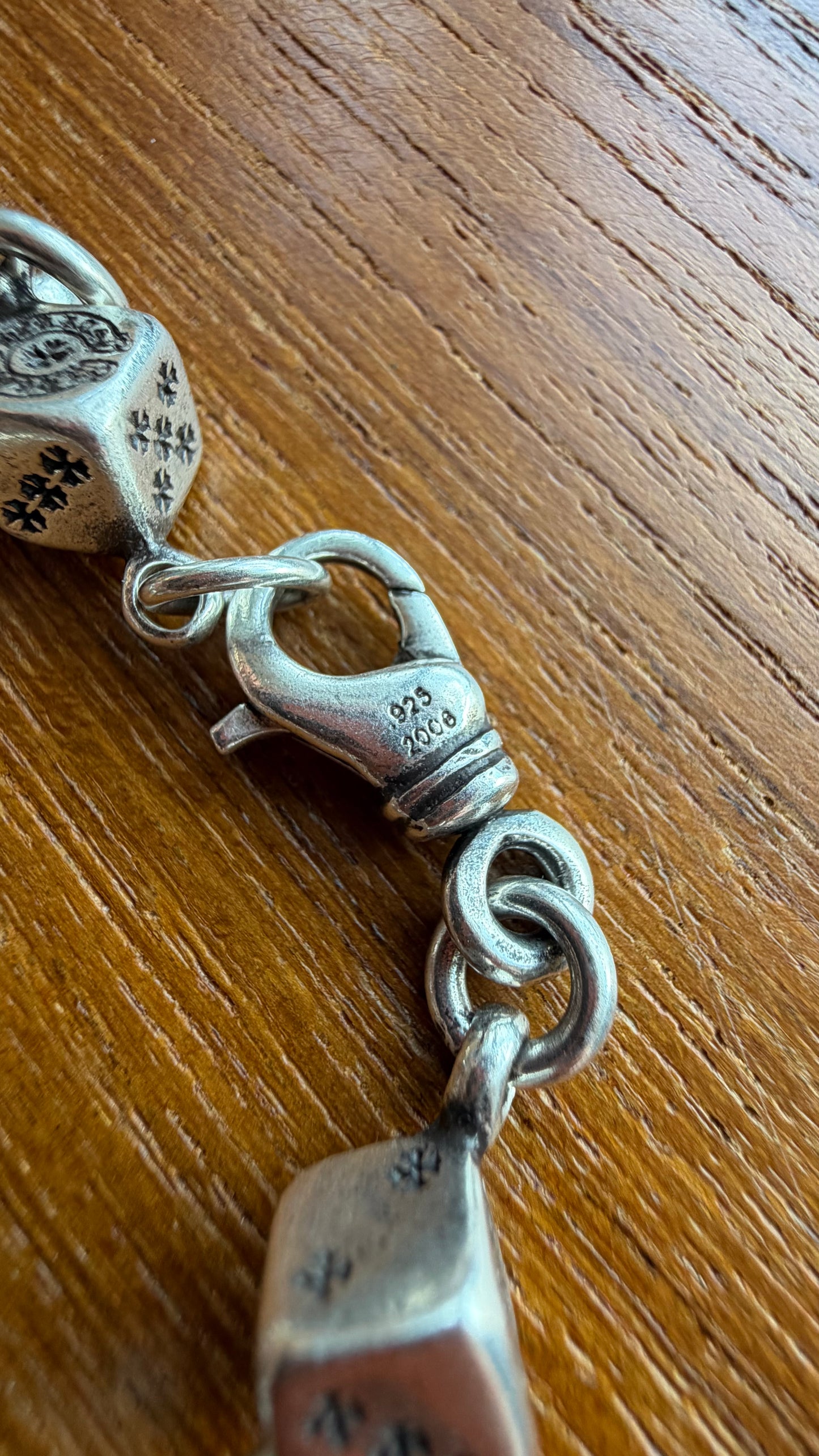 CHROME HEARTS DICE & PLUS BALL 9 LINK SILVER BRACELET