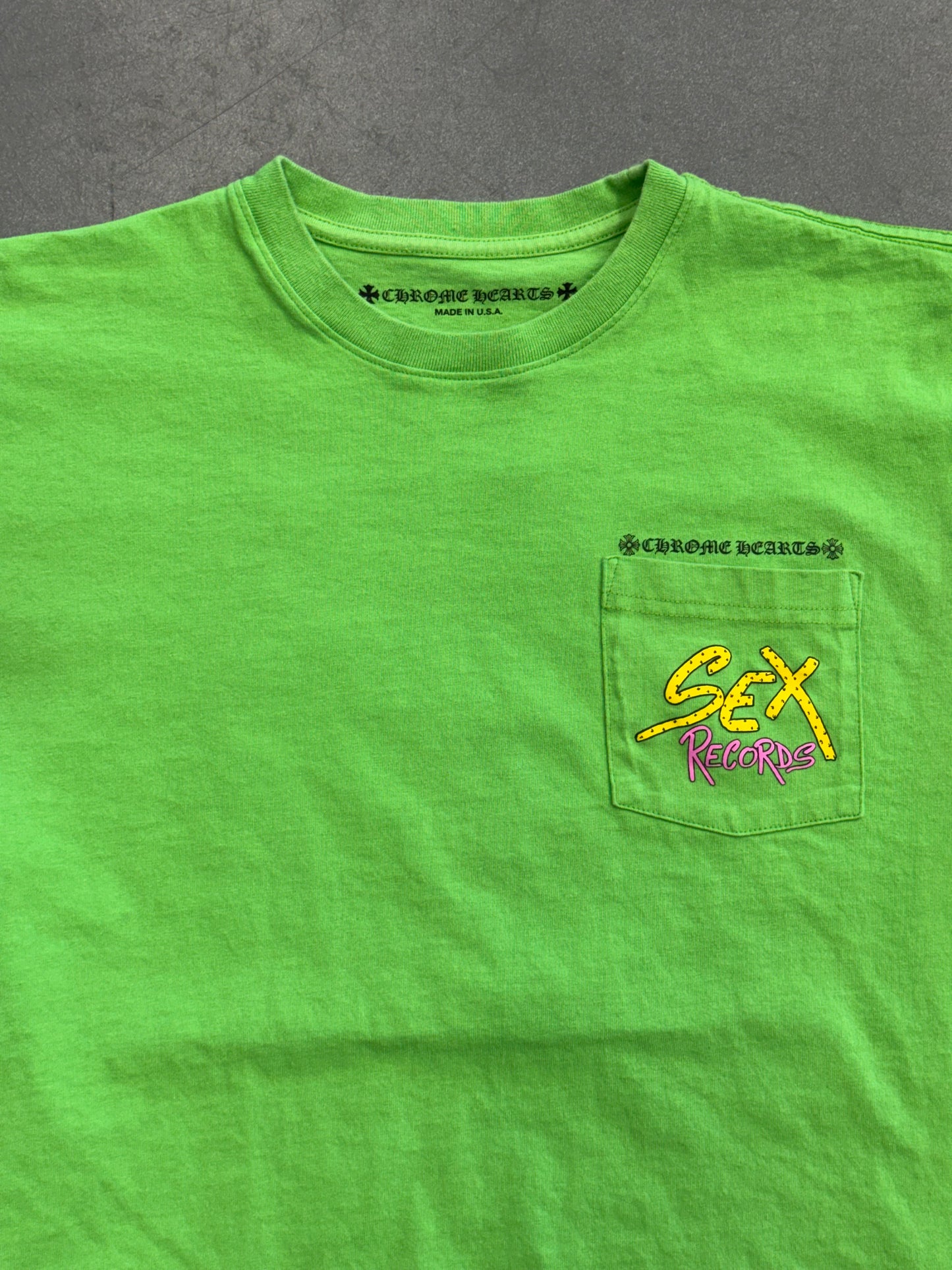 CHROME HEARTS X MATTY BOY SEX RECORDS POCKET TEE - GREEN