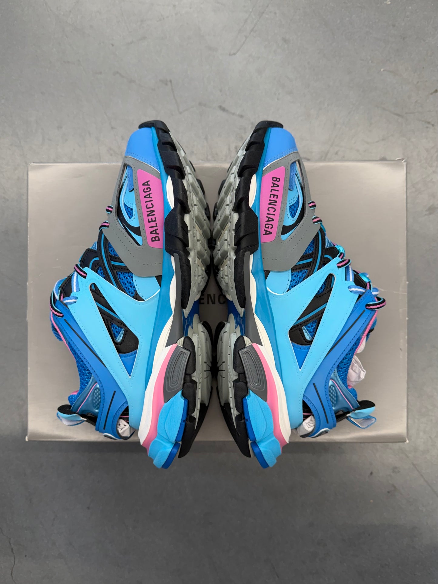 SIZE 38 BALENCIAGA TRACK RUNNERS - BLUE (W/BOX)