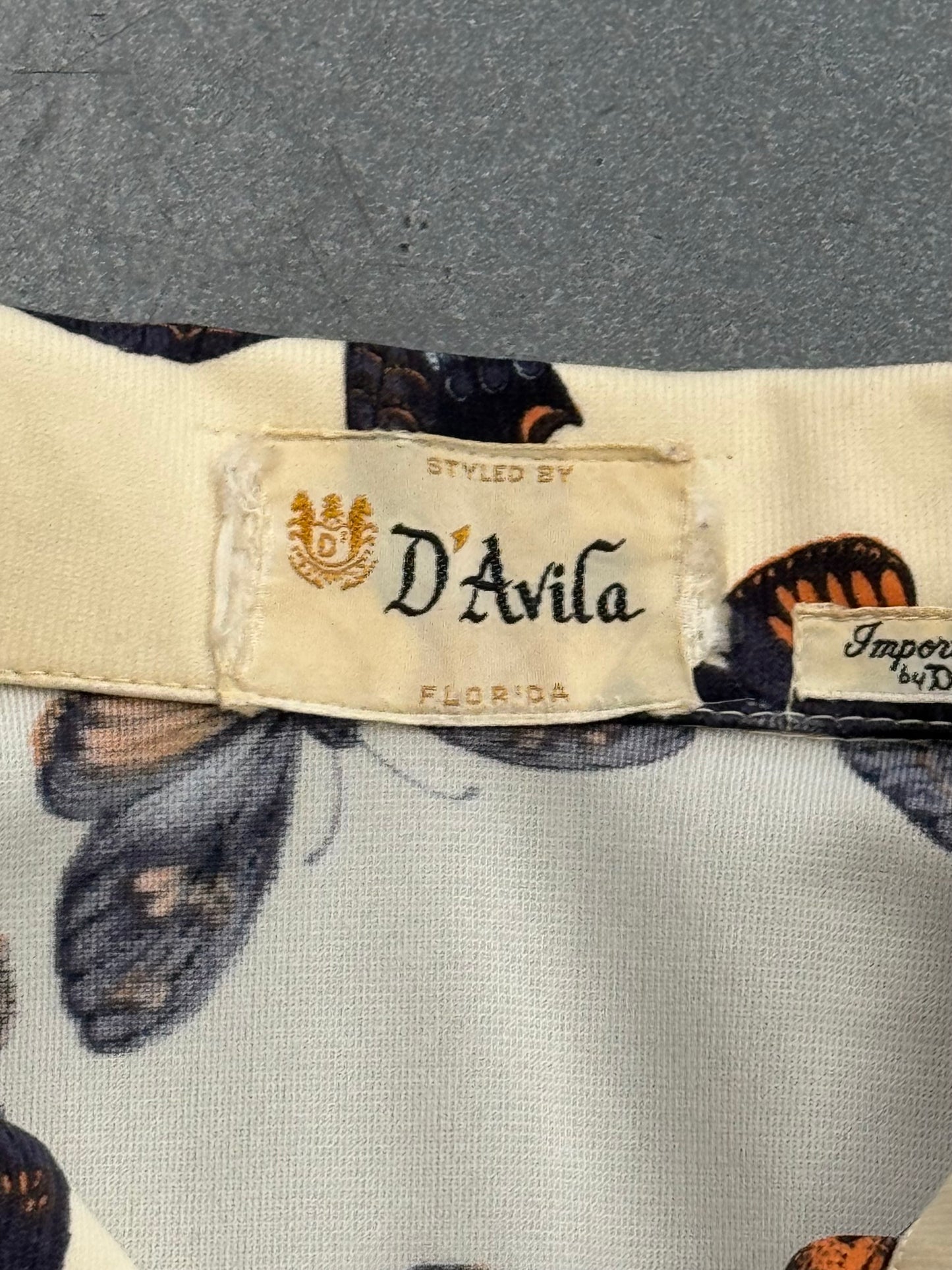 ‘70s D'AVILA BUTTERFLY PRINT LONG SLEEVE BUTTON-UP SHIRT