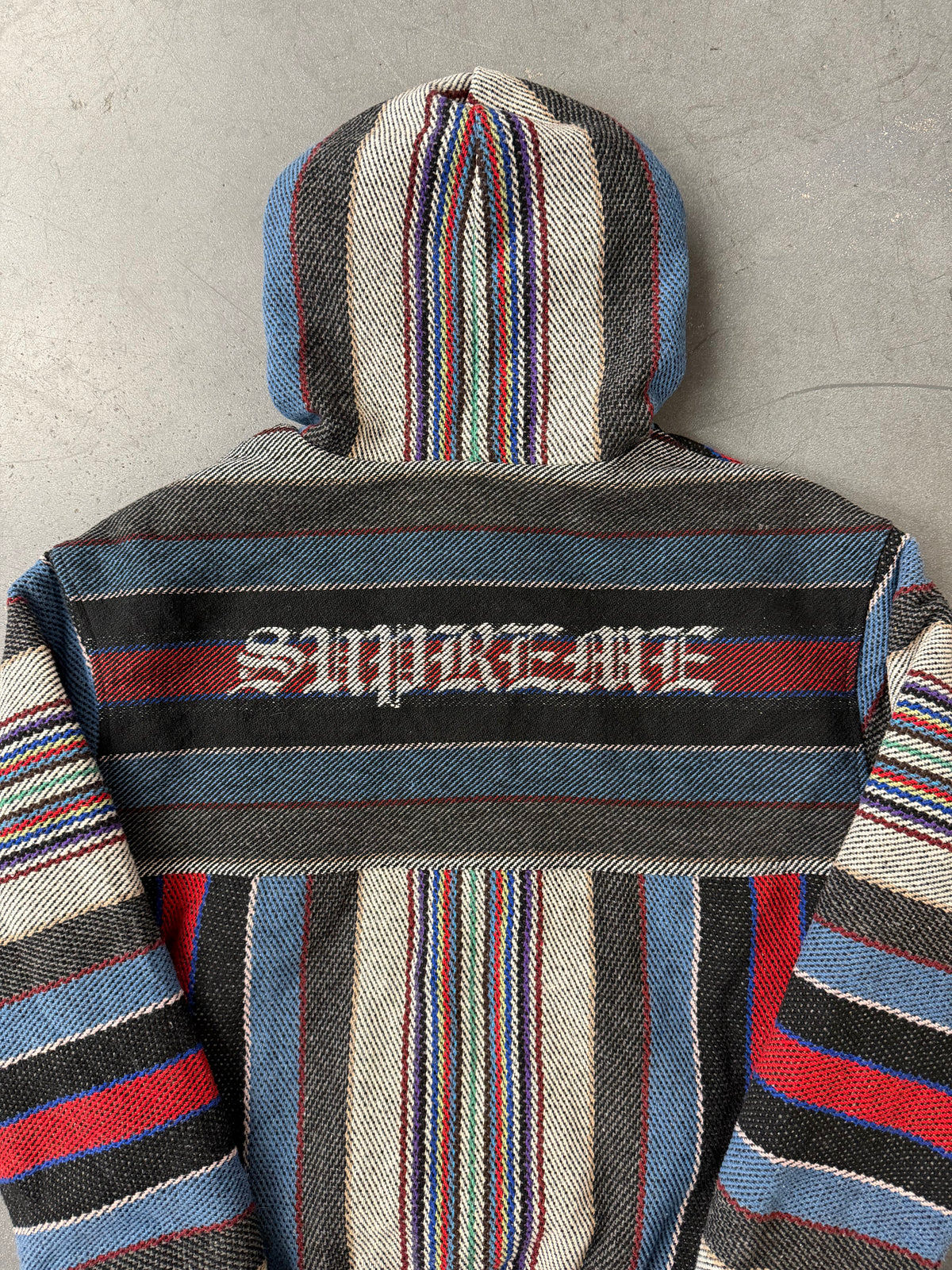 SS25 SUPREME WOVEN STRIPE HOODED JACKET - BLACK