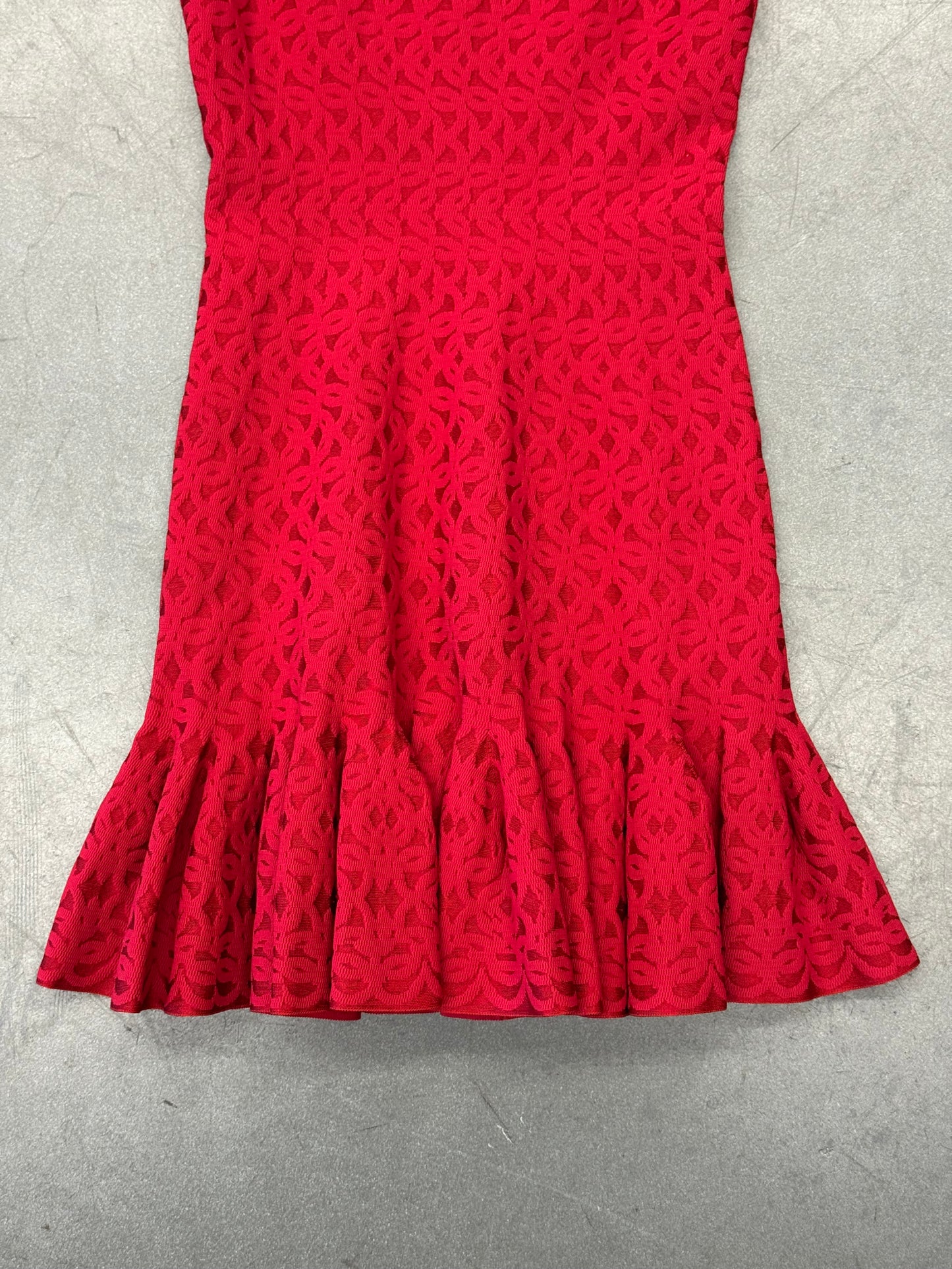 ALAIA JACQUARD SLEEVELESS DRESS - RED
