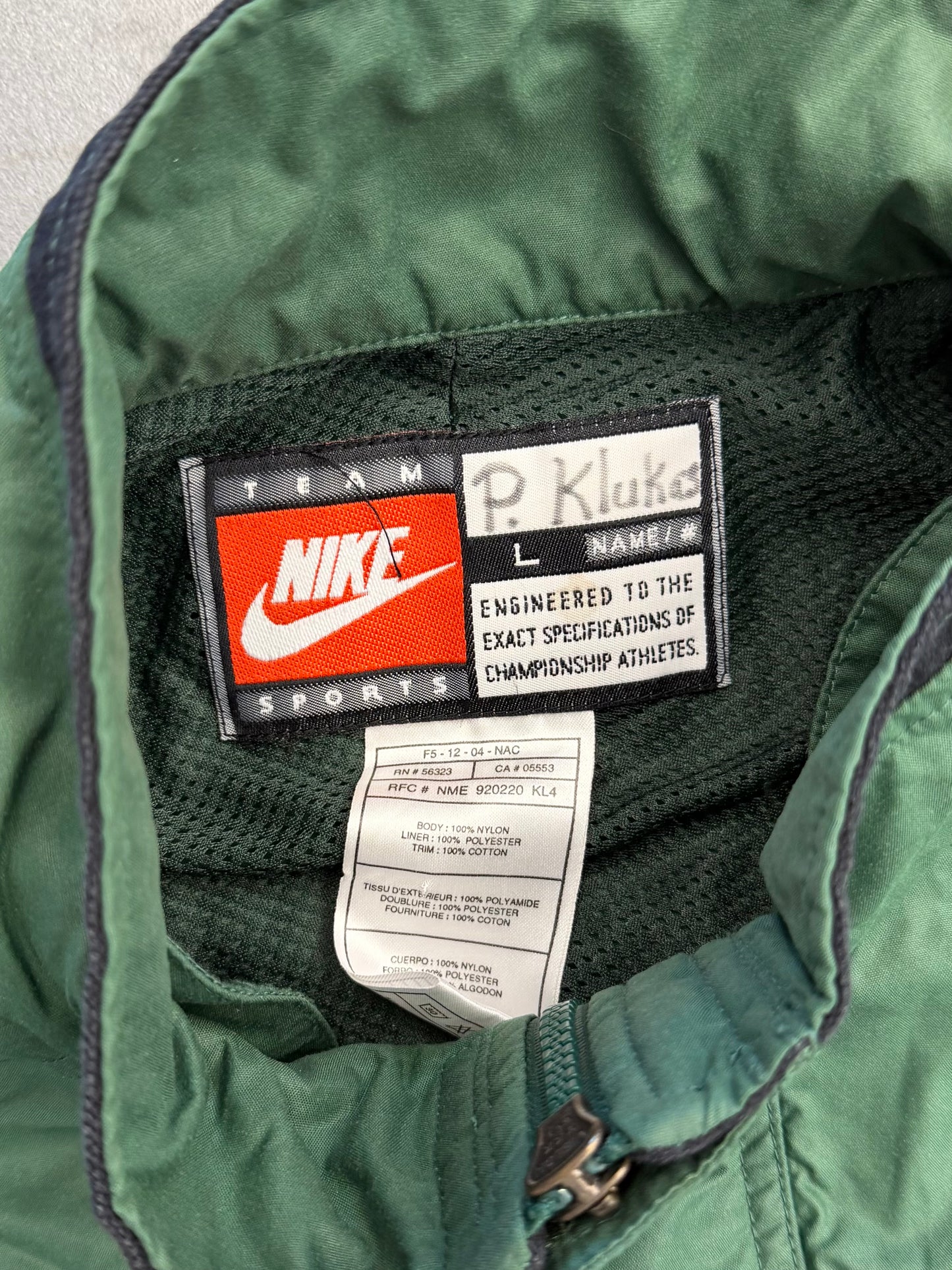 90S NIKE TEAM SPORTS UNIVERSITY OF MIAMI FOOTBALL HALF-ZIP WINDBREAKER JACKET