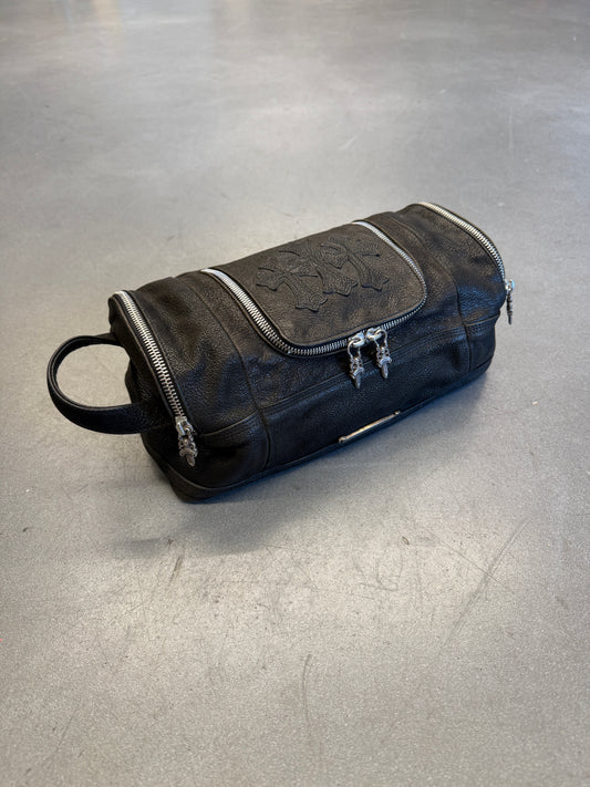 CHROME HEARTS TRIPLE CROSS LEATHER TOILETRY DUFFLE BAG