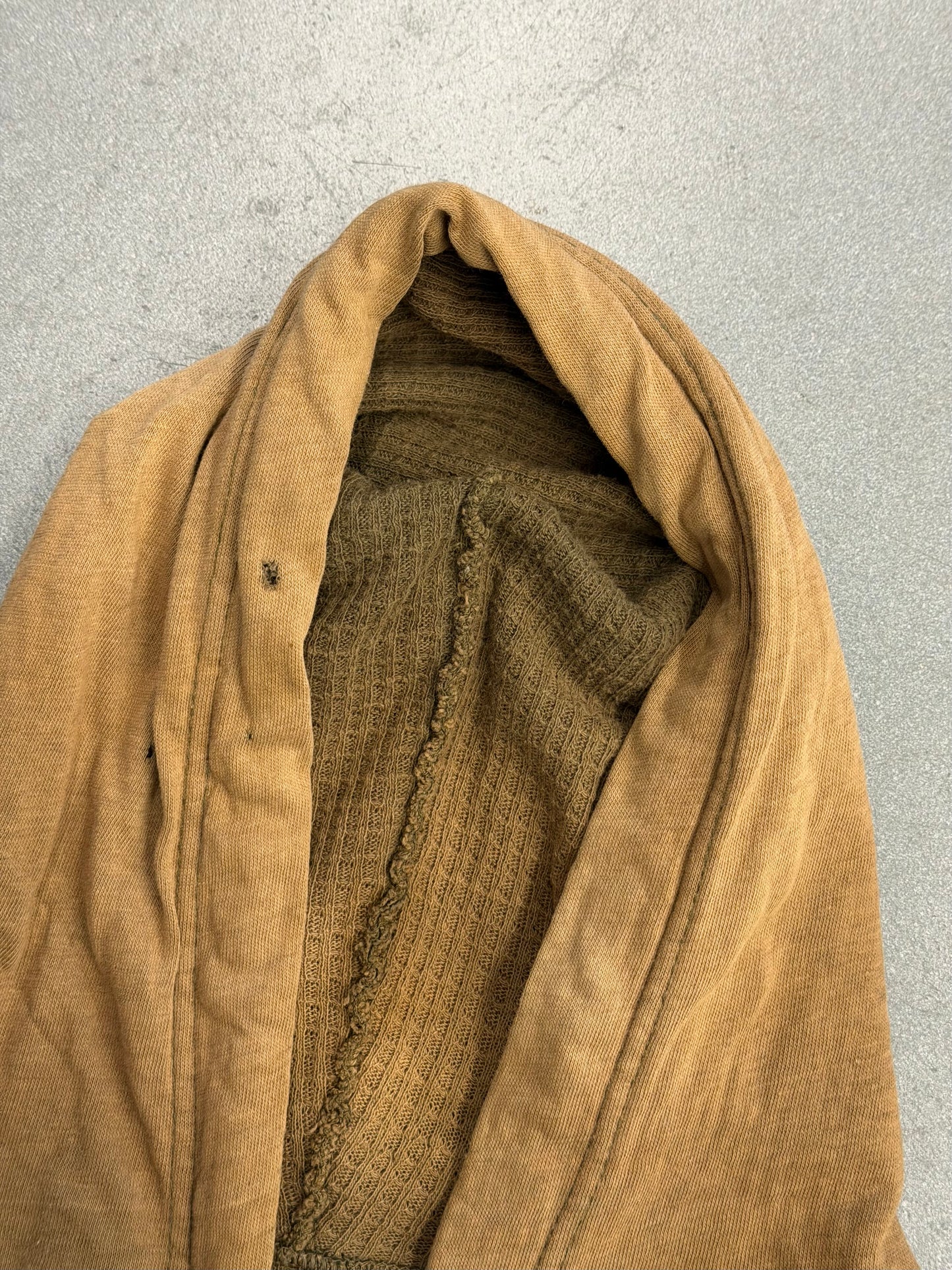 1950'S THRASHED SELVEDGED WAFFLE LINE ZIP UP HOODIE