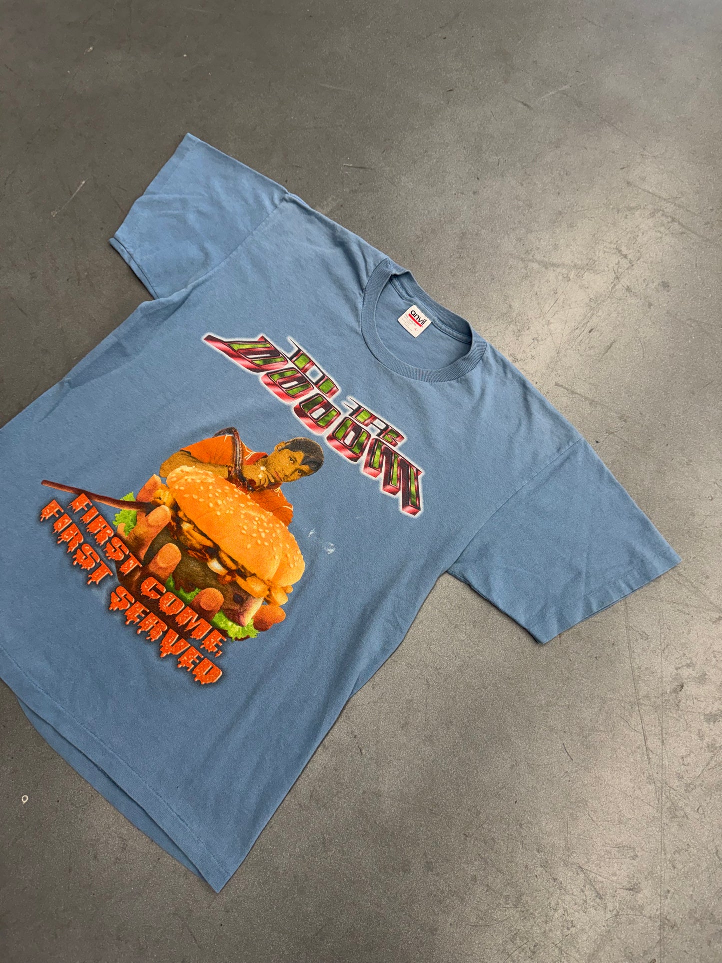 1999 DR DOOOM FIRST COME FIRST SERVED RAP PROMO TEE (ANVIL TAG)