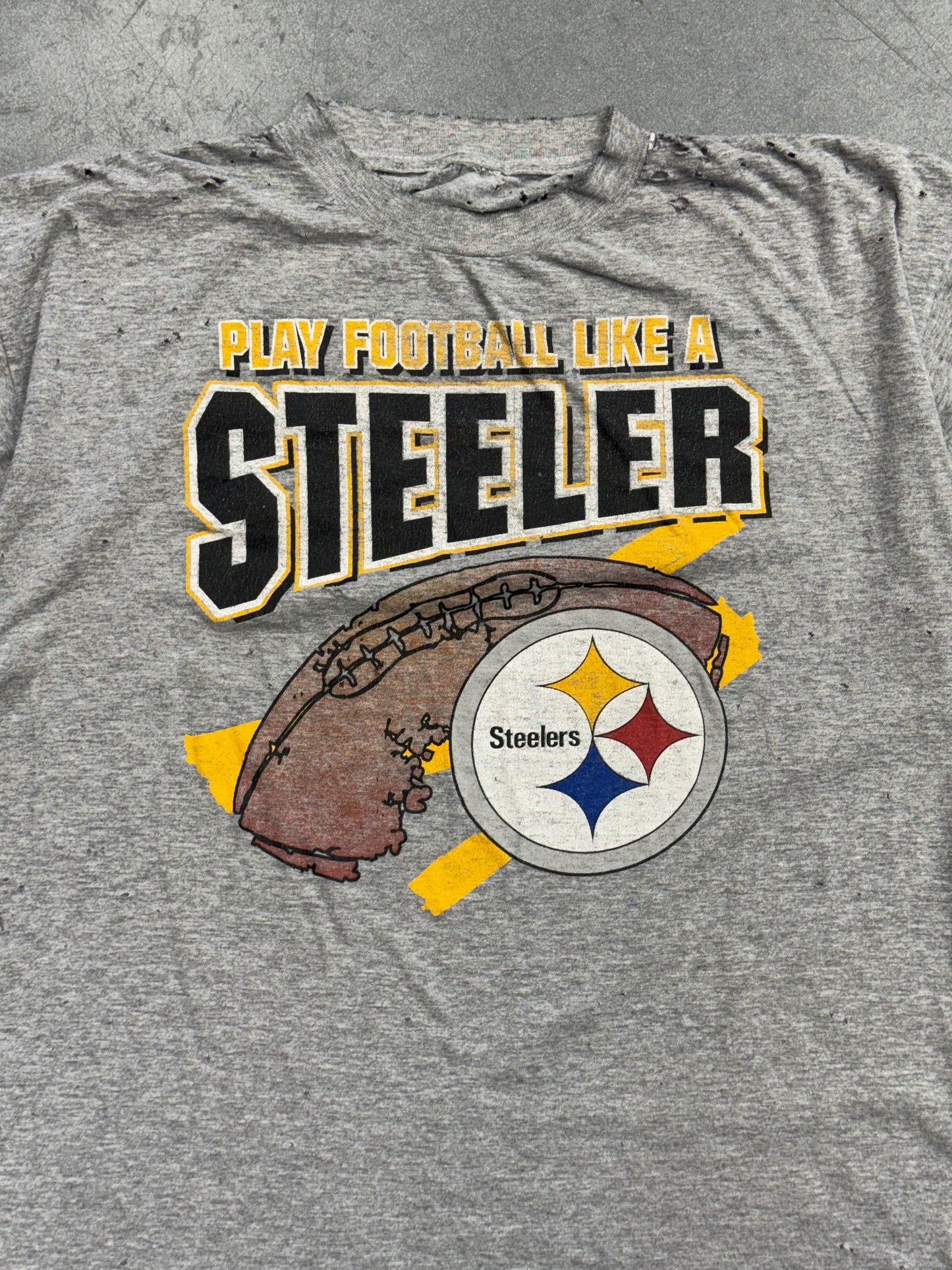 1997 STARTER PITTSBURGH STEELERS TRAINING CAMP DISTRESSED TEE (PULLED TAG)