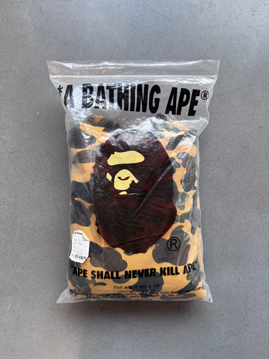 A BATHING APE BAPE 1ST CAMO SHARK FULL ZIP HOODIE - YELLOW (XL) (NWT)