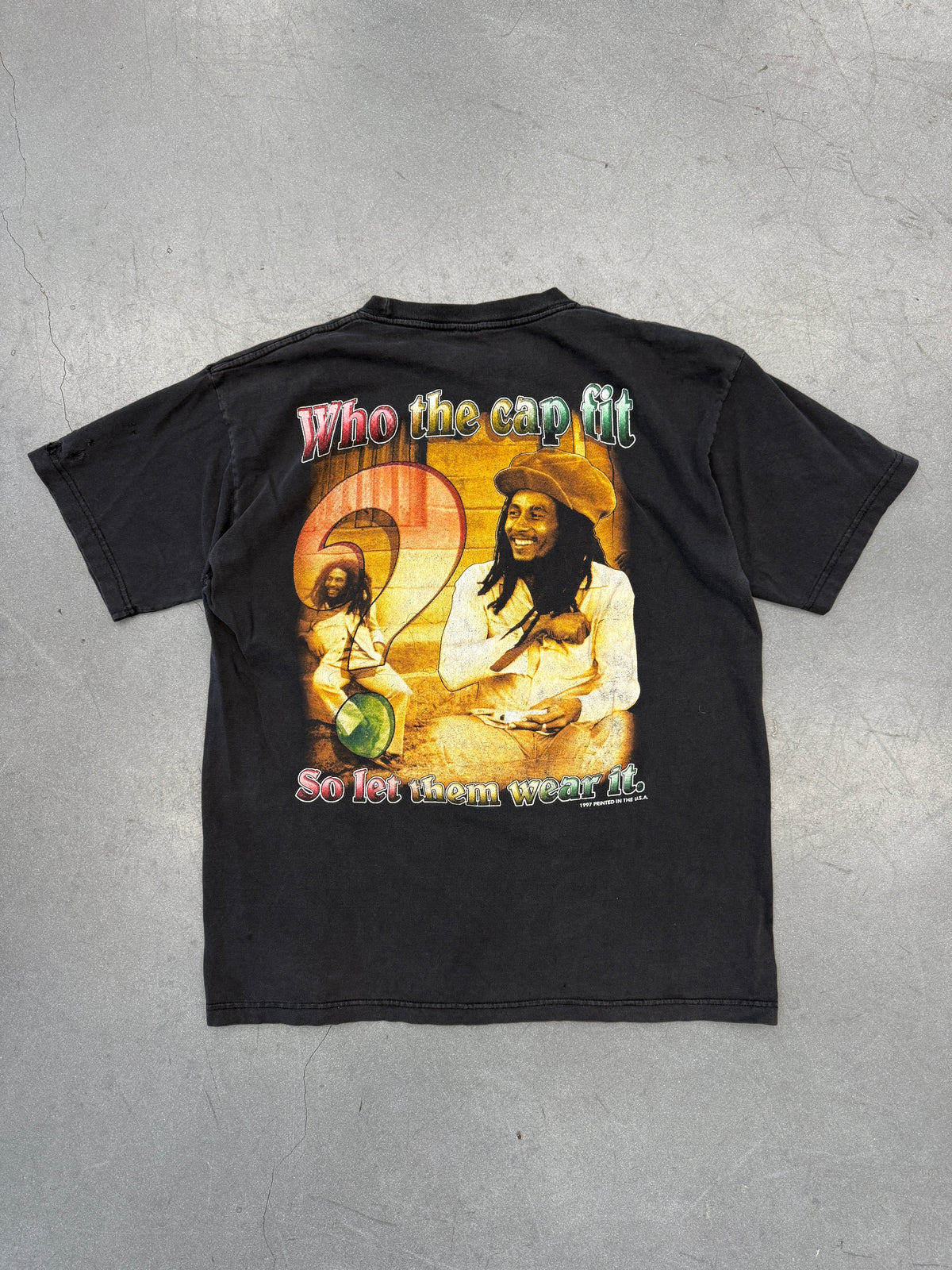 1997 BOB MARLEY WHO THE CAP FIT SO LET THEM WEAR IT TEE (TCI TAG)