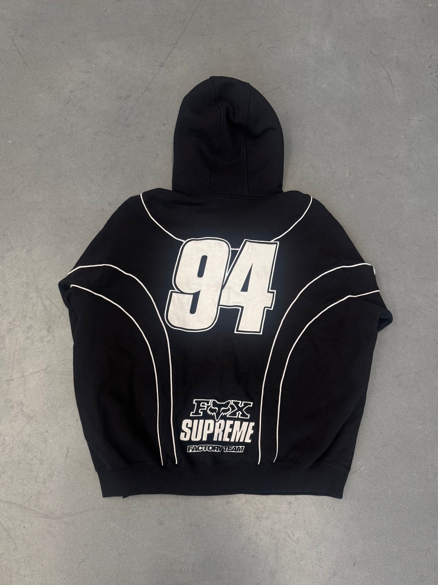 FW25 SUPREME FOX RACING ZIP-UP HOODED SWEATSHIRT - BLACK
