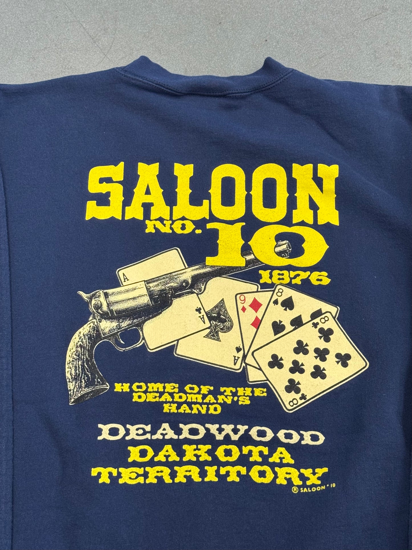 90S SALOON NO. 10 "HOME OF THE DEADMAN'S HAND" CREWNECK (HANES TAG)