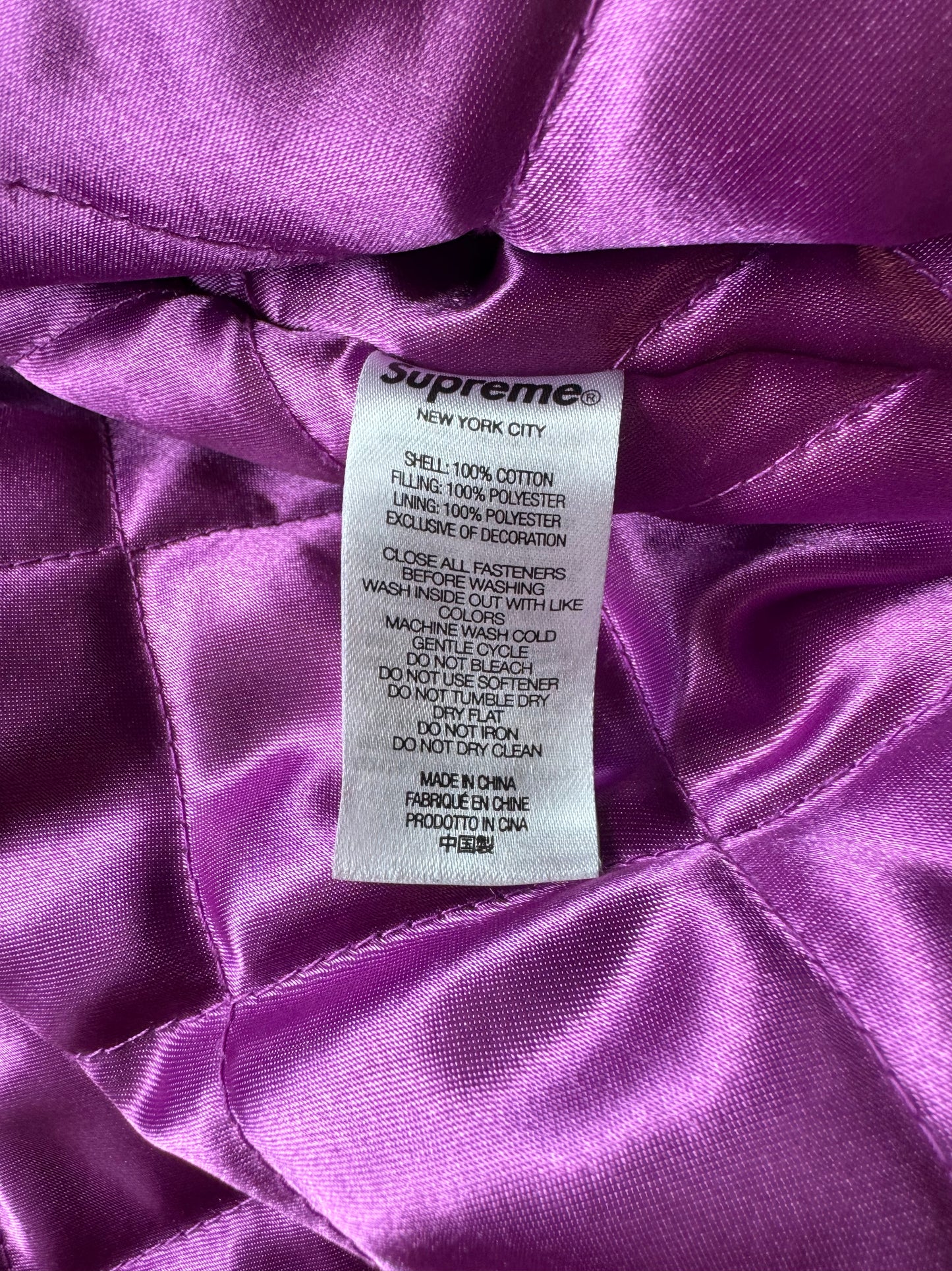 FW21 SUPREME SKITTLES MITCHELL & NESS VARSITY JACKET - PURPLE (M)