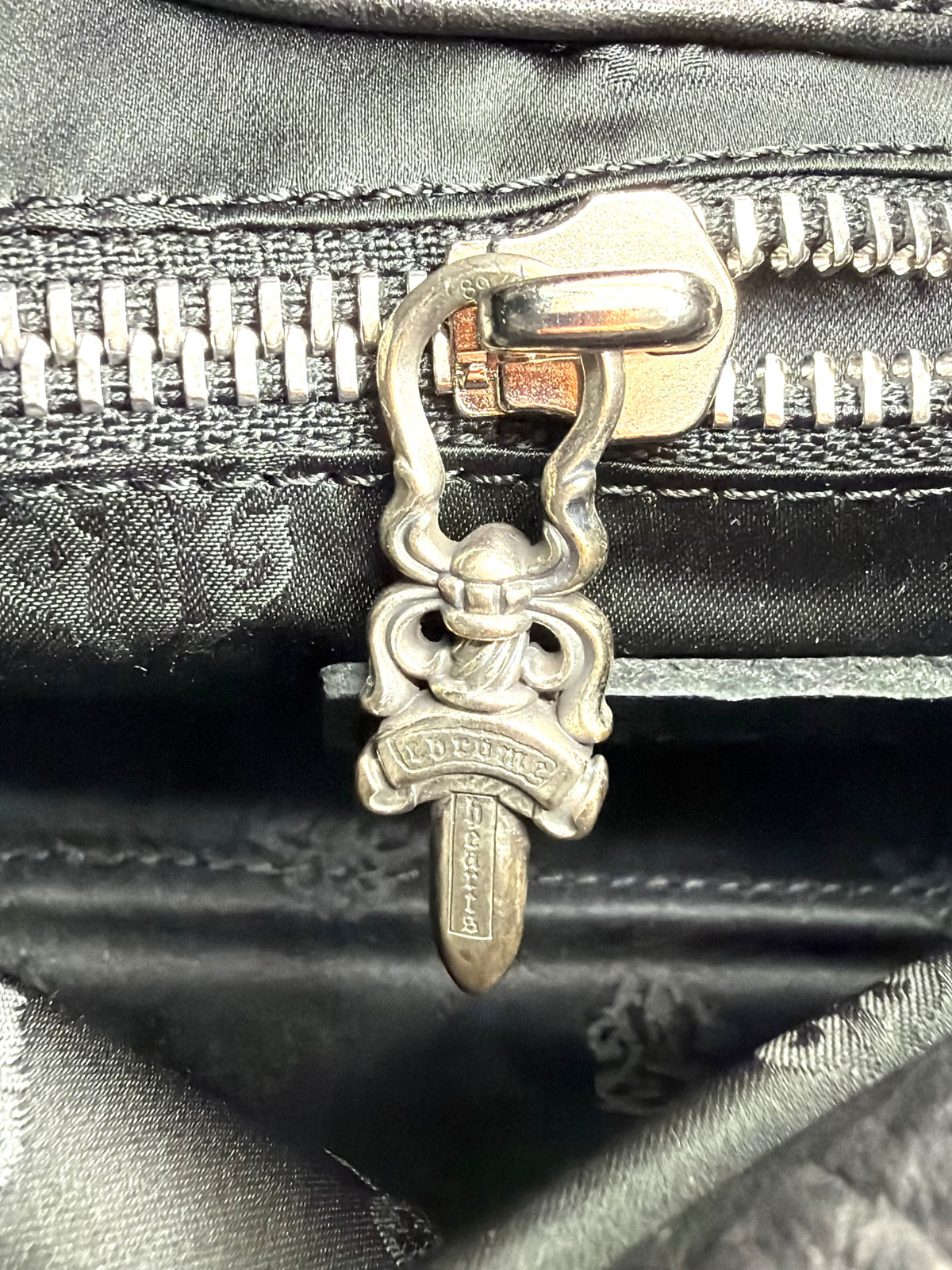CHROME HEARTS 'VIV' BLACK LEATHER PURSE BAG