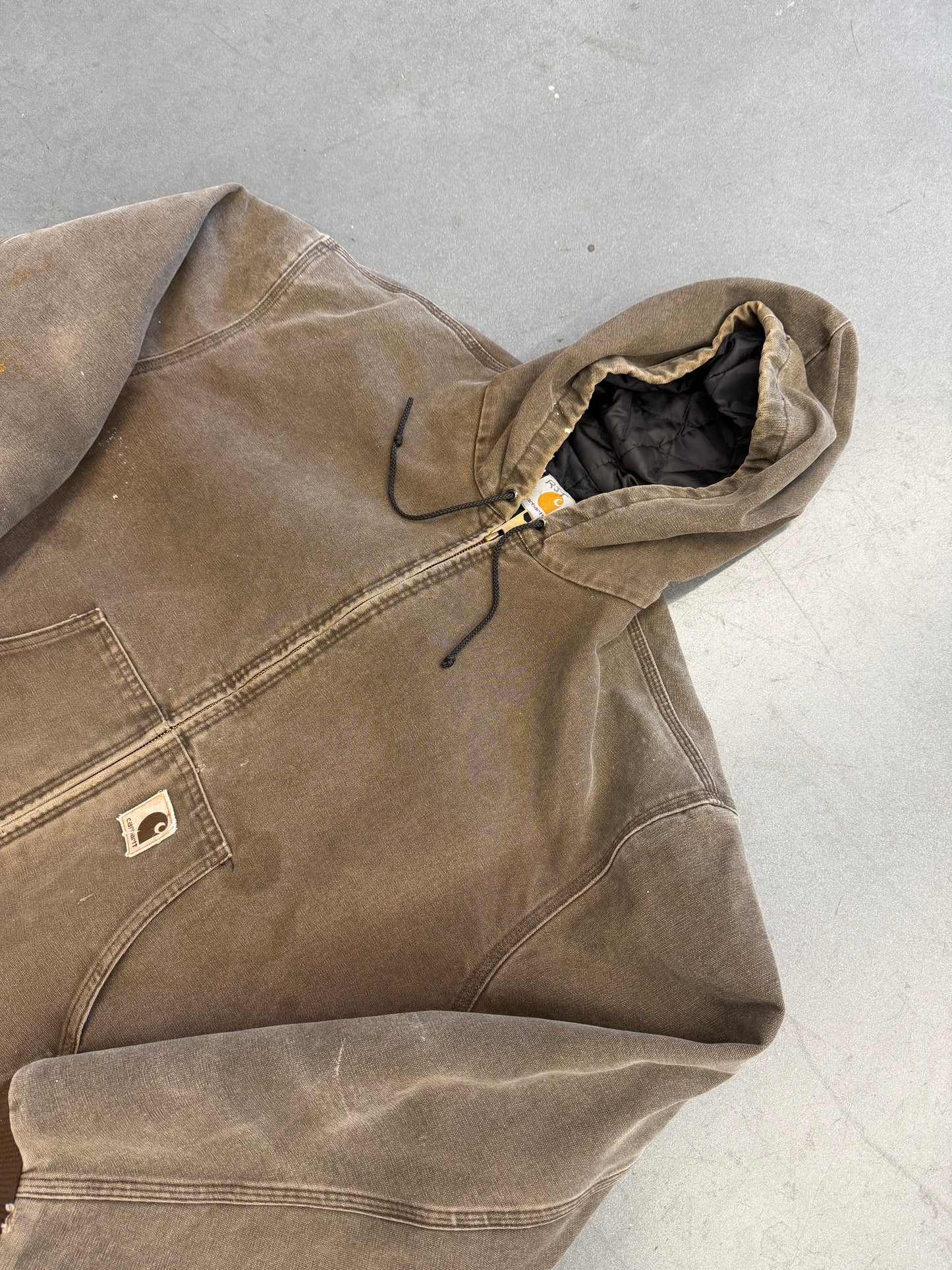 80'S CARHARTT INSULATED CANVAS HOODIE - GREEN (J06CHT 2XL)