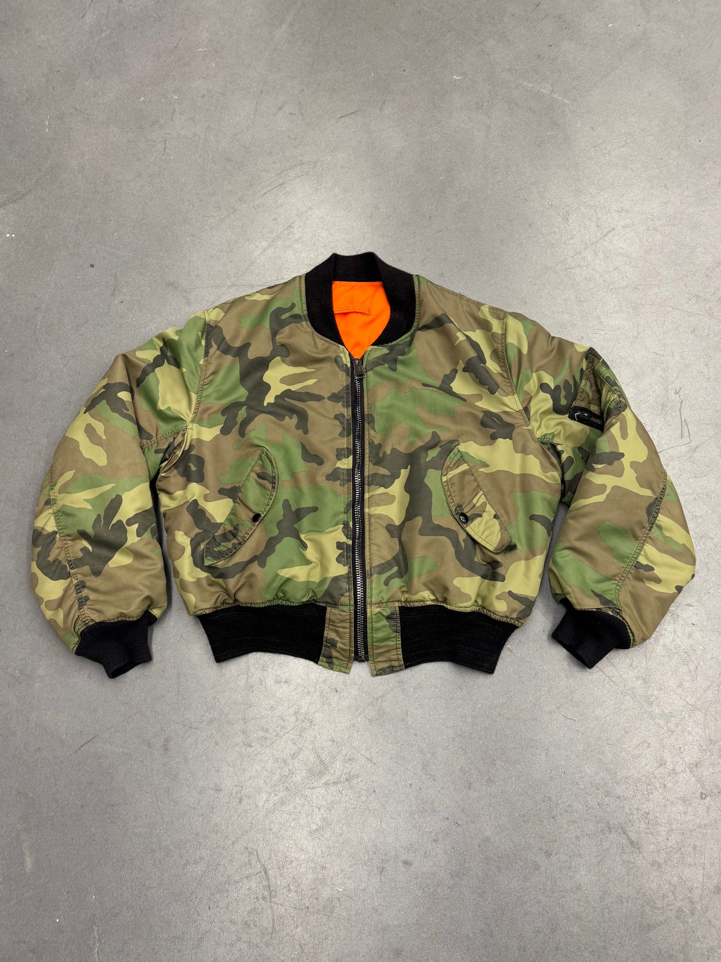 70S REVERSIBLE CAMO FULL-ZIP PUFFER JACKET