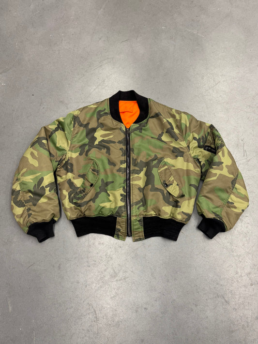 70S REVERSIBLE CAMO FULL-ZIP PUFFER JACKET