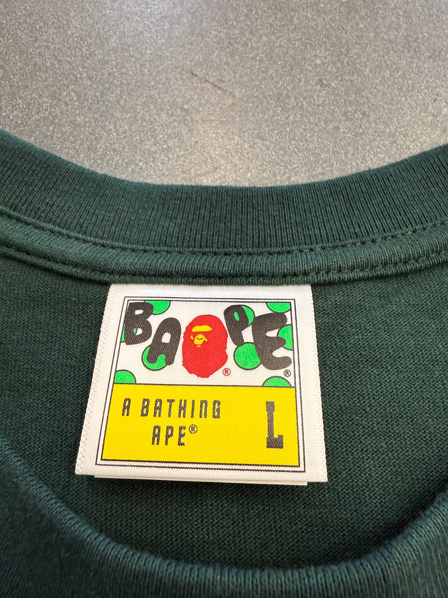 SS23 BAPE COLORS NYC LOGO TEE - GREEN (L) (NEW IN BAG)
