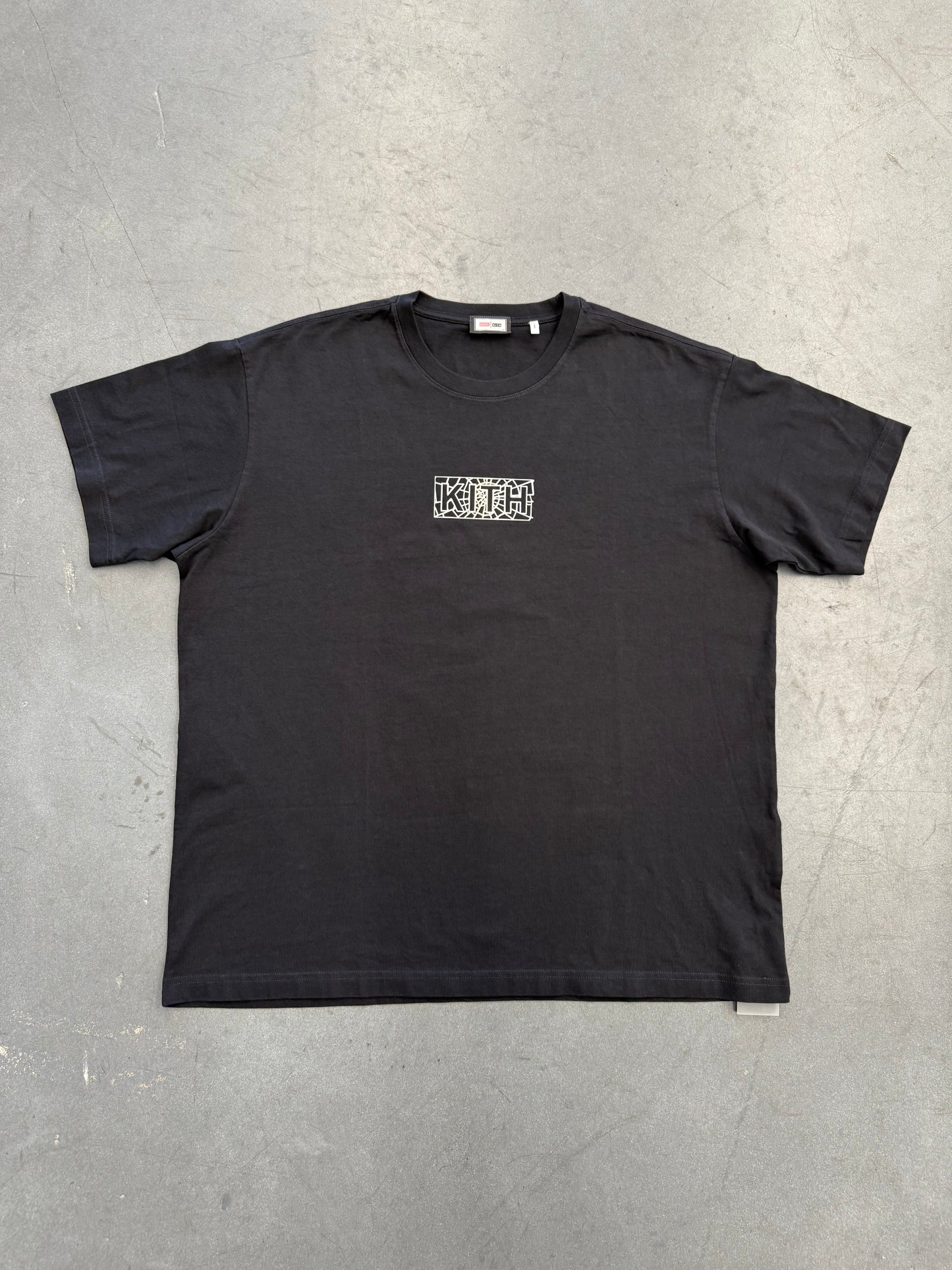KITH X SPIDER-MAN WEB LOGO TEE - BLACK (NWT)