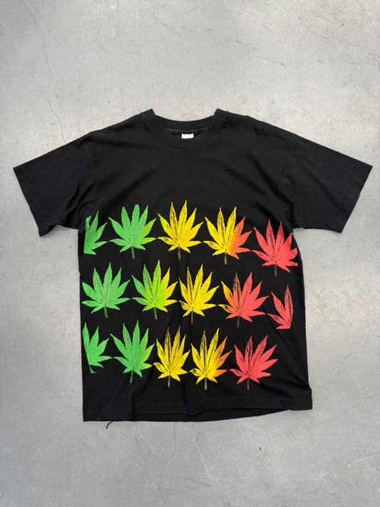 90'S WEED LEAF RASTA COLORWAY TEE (FOTL TAG)