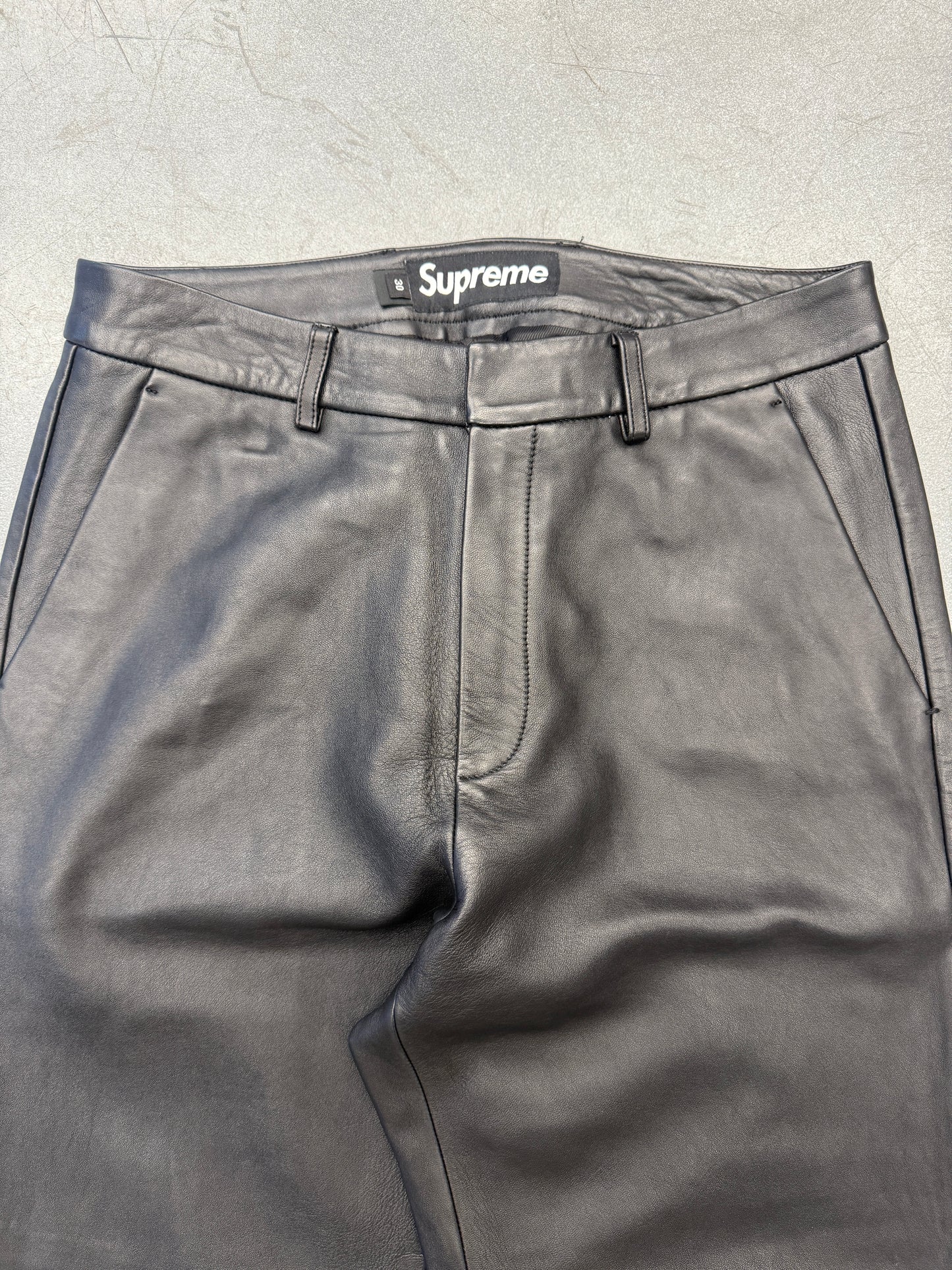 FW25 SUPREME LEATHER TROUSER - BLACK