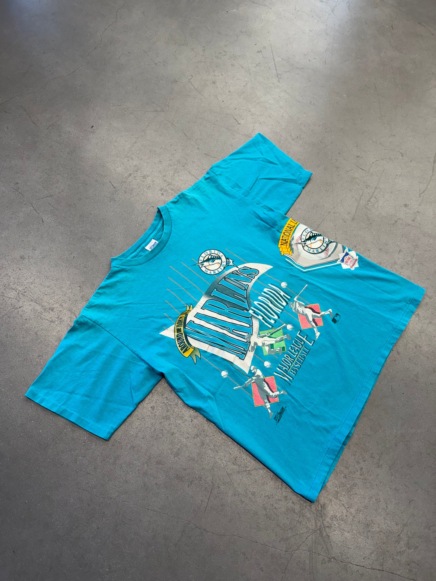 1992 FLORIDA MARLINS SALEM SPORTSWEAR WRAP AROUND TEE (SALEM TAG)