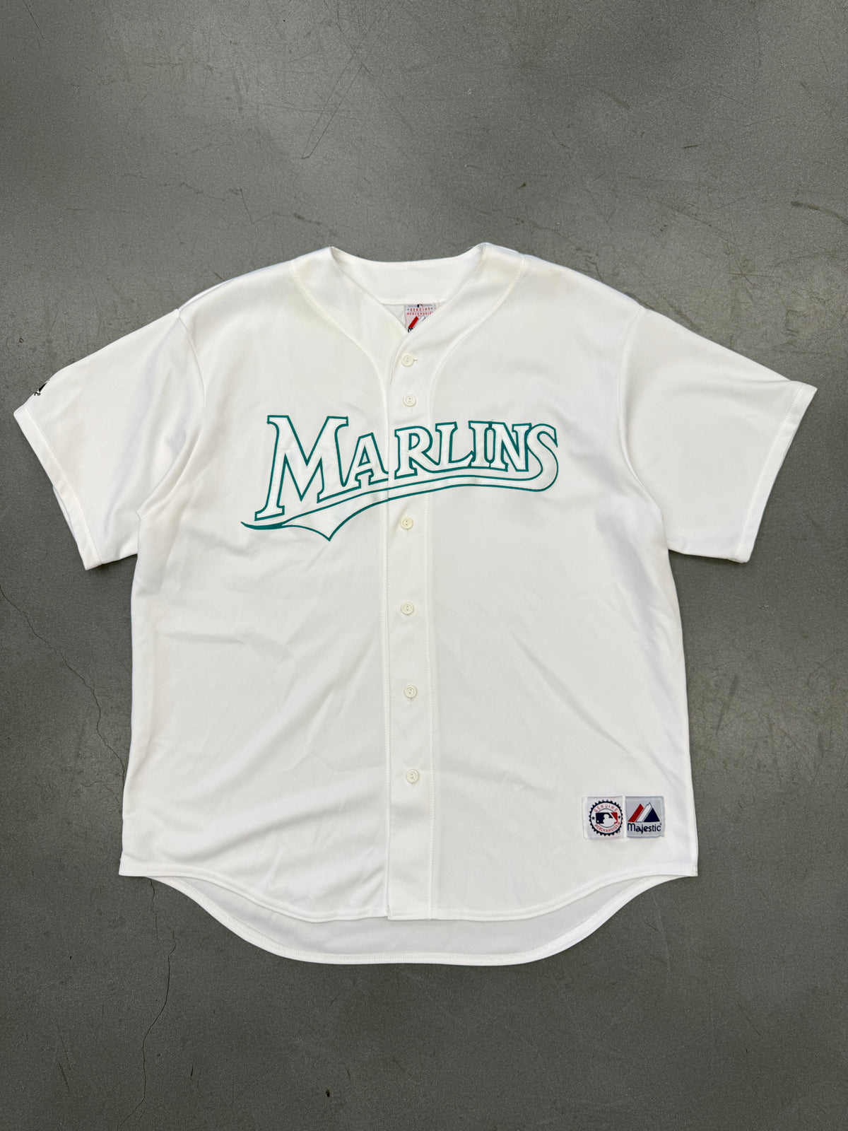 FLORIDA MARLINS MLB BASEBALL JERSEY ALTERNATIVE JERSEY WHITE/TEAL (MAJESTIC TAG)