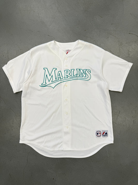FLORIDA MARLINS MLB BASEBALL JERSEY ALTERNATIVE JERSEY WHITE/TEAL (MAJESTIC TAG)