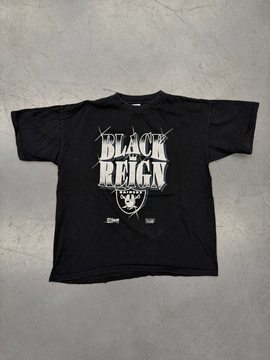 1990 RAIDERS BLACK REIGN TEE (SALEM SPORTSWEAR TAG)