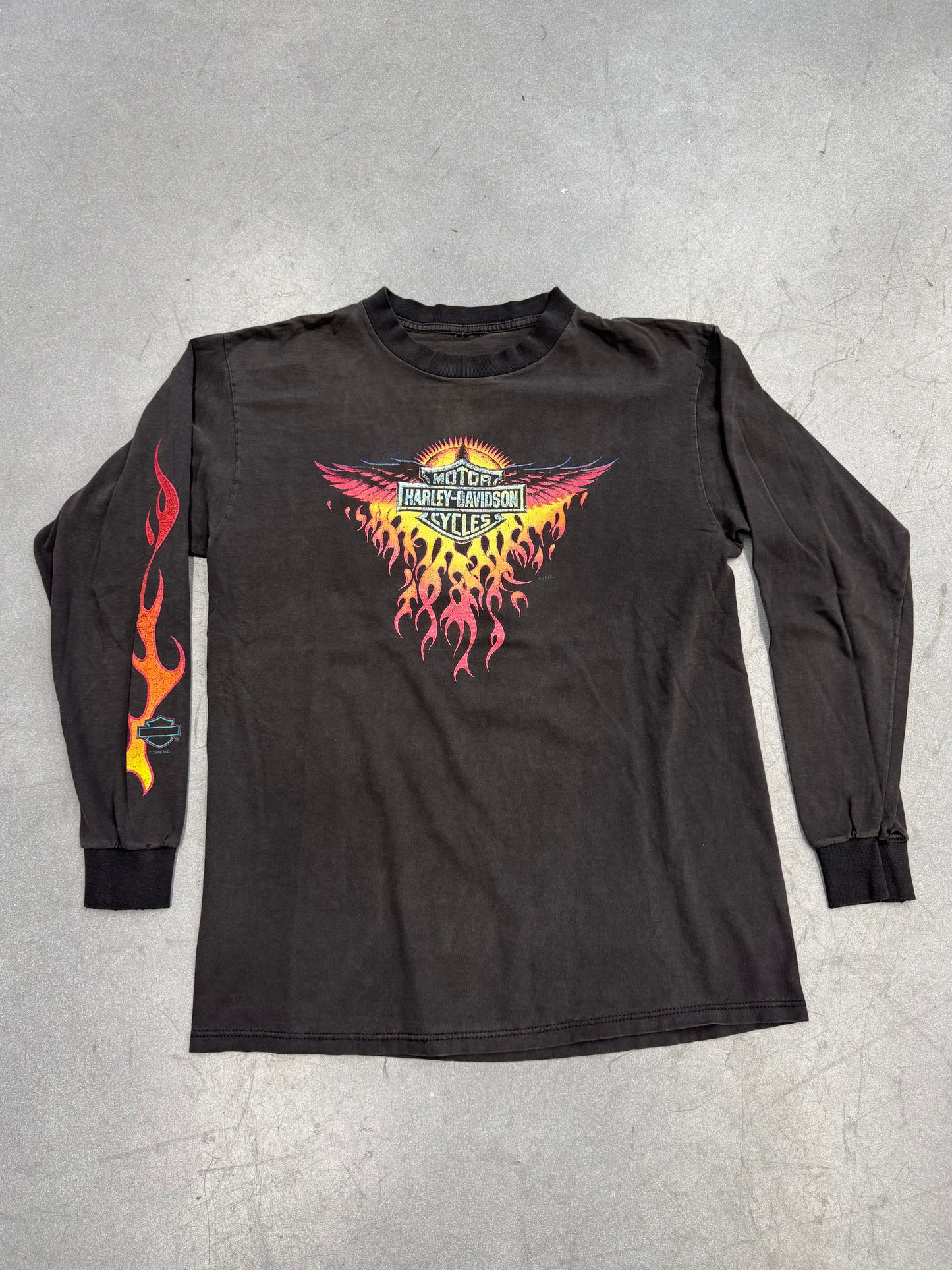 1998 HARLEY-DAVIDSON LAS VEGAS NEVADA FLAME LS TEE (PULLED TAG)