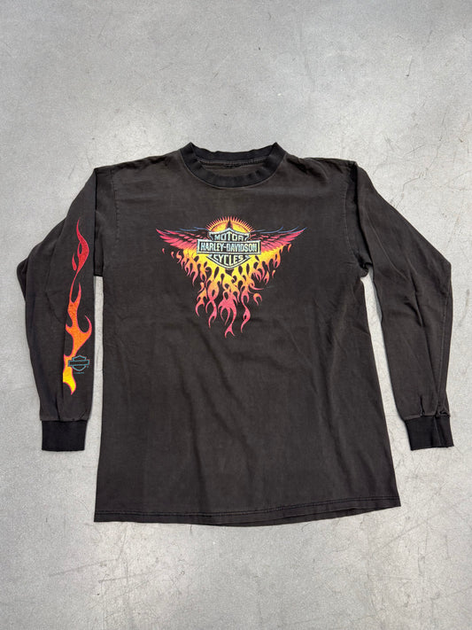 1998 HARLEY-DAVIDSON LAS VEGAS NEVADA FLAME LS TEE (PULLED TAG)