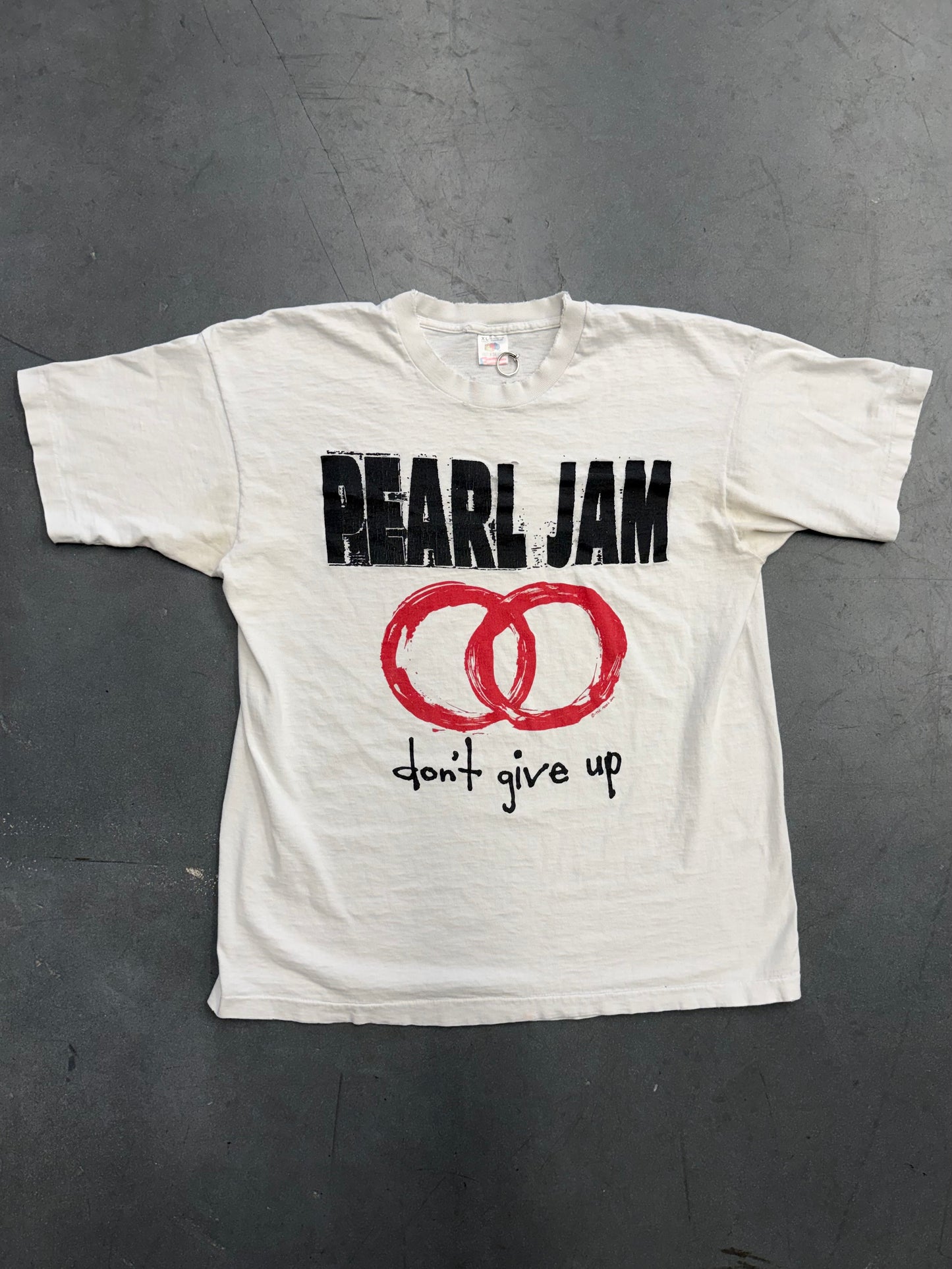 1992 PEARL JAM DON'T GIVE UP EUROPEAN SUMMER TOUR TEE (FOTL TAG)